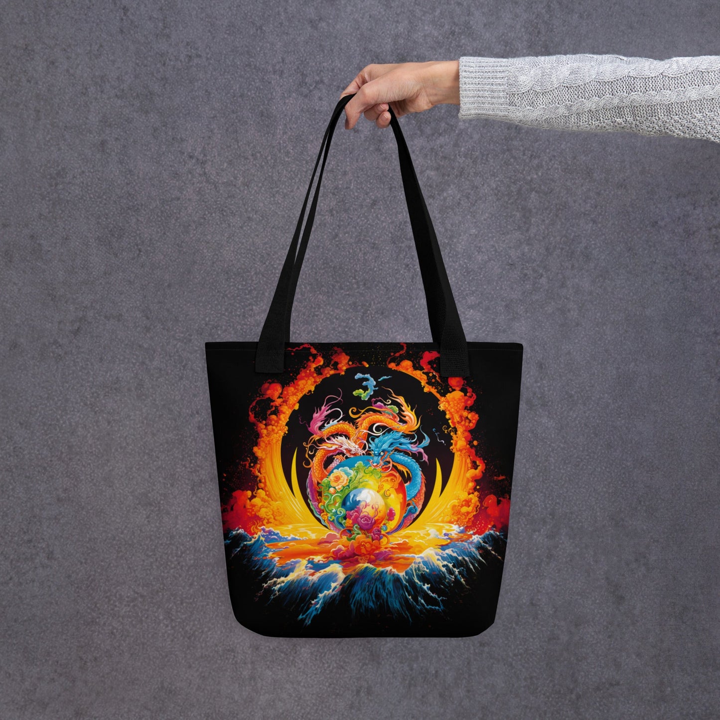 Eternal Harmony: Dual Dragon Tote Bag - BBairt