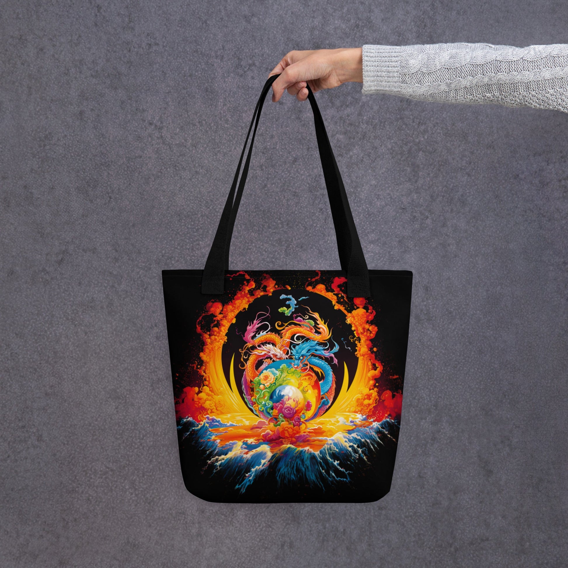 Eternal Harmony: Dual Dragon Tote Bag - BBairt