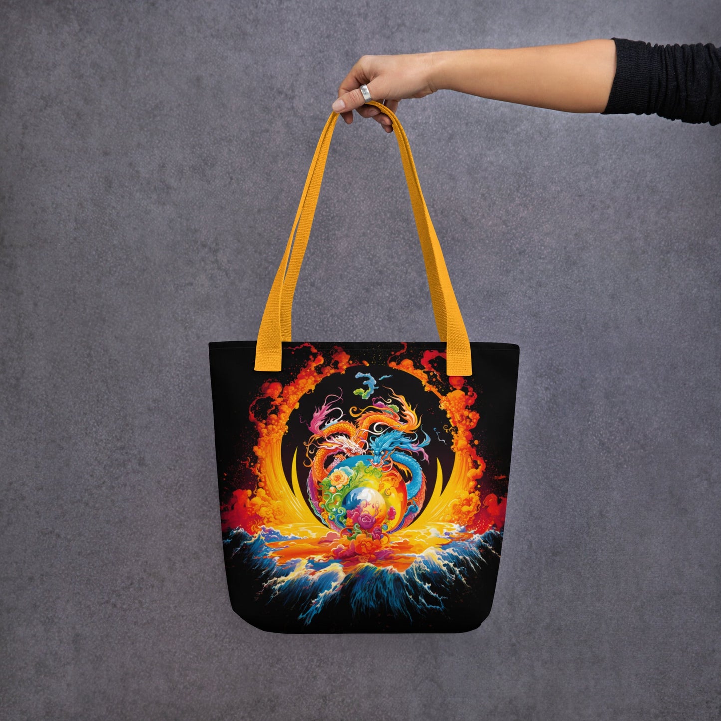 Eternal Harmony: Dual Dragon Tote Bag - BBairt