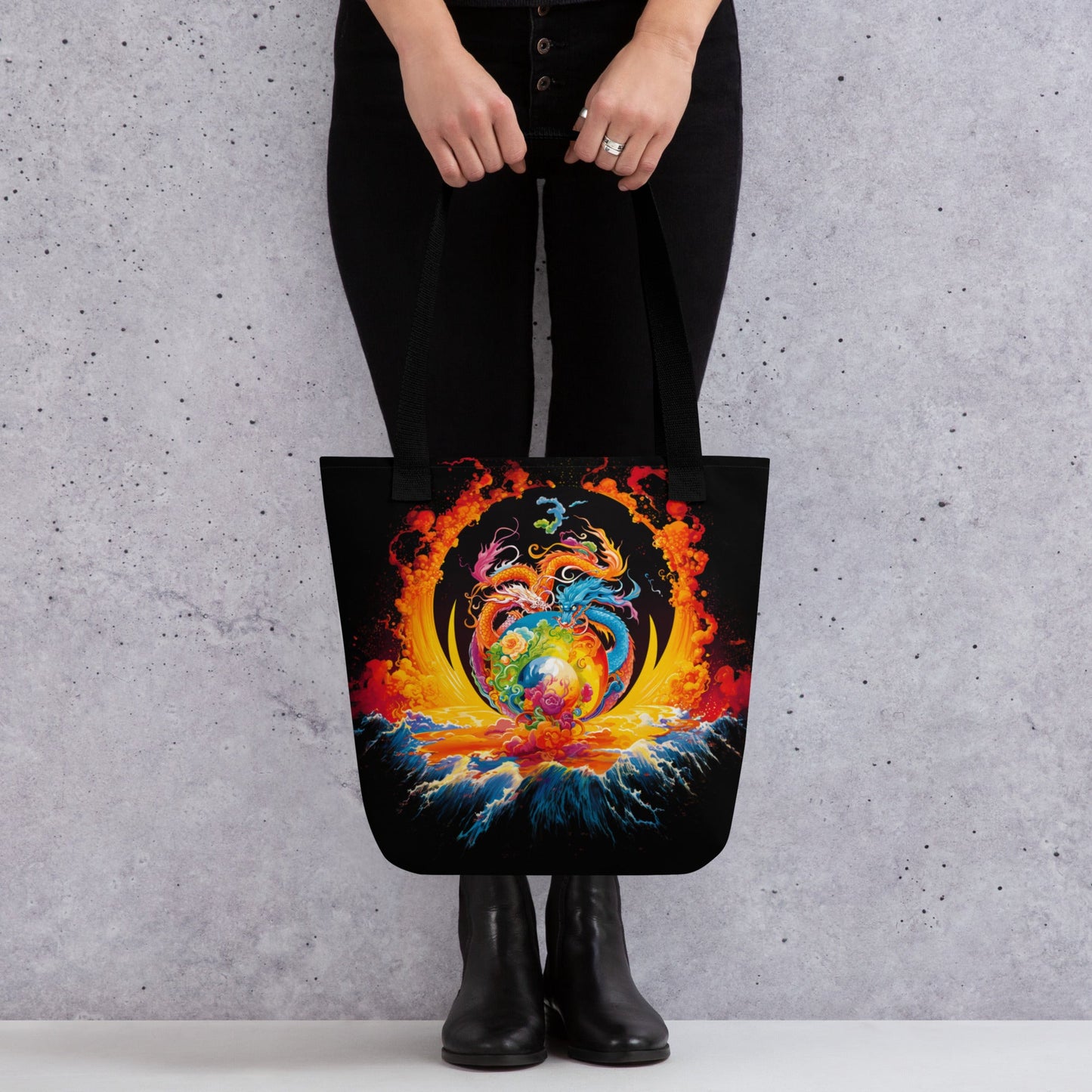 Eternal Harmony: Dual Dragon Tote Bag - BBairt