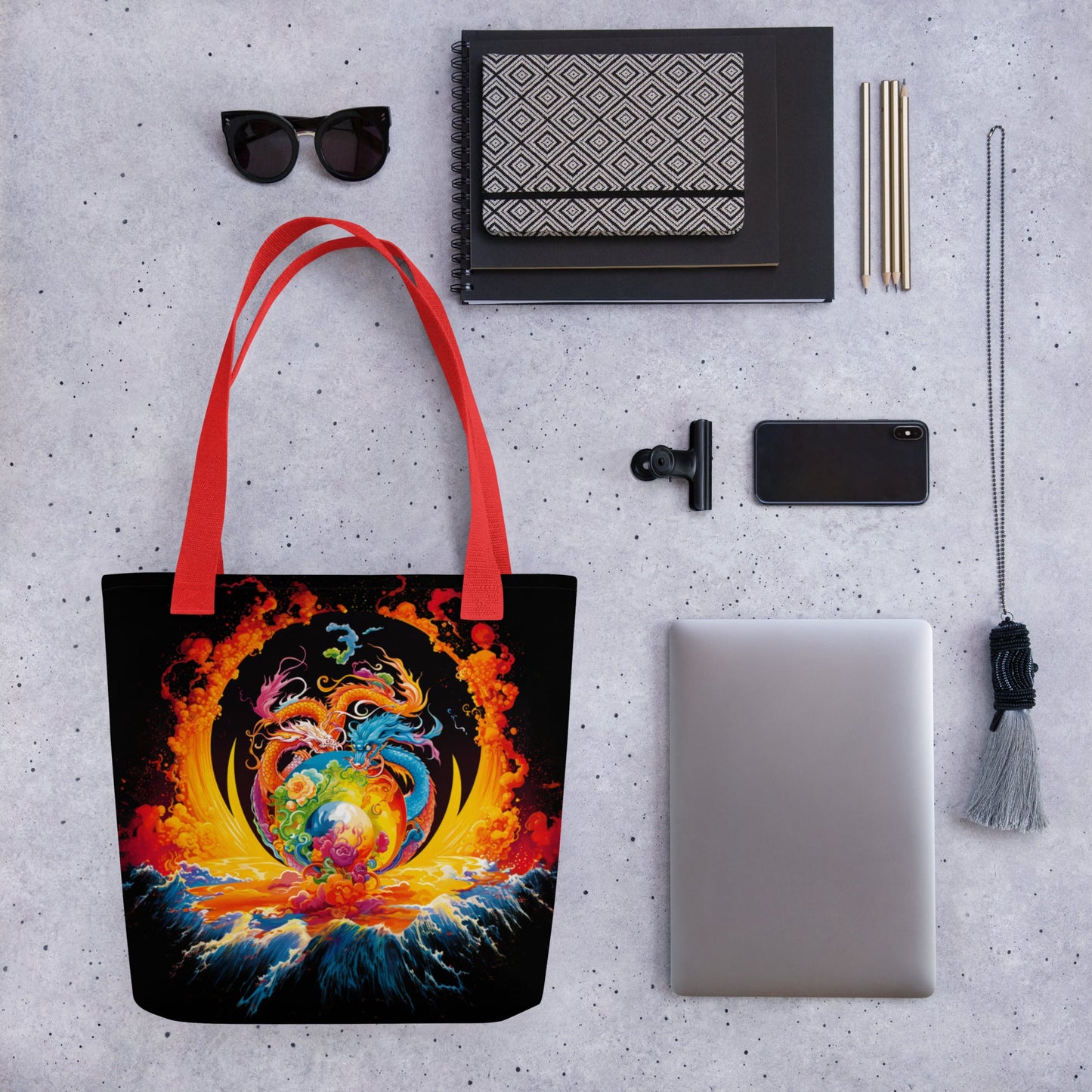 Eternal Harmony: Dual Dragon Tote Bag - BBairt