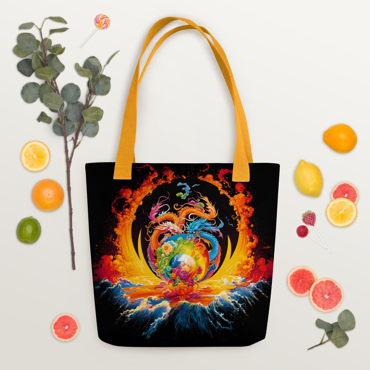 Eternal Harmony: Dual Dragon Tote Bag - BBairt