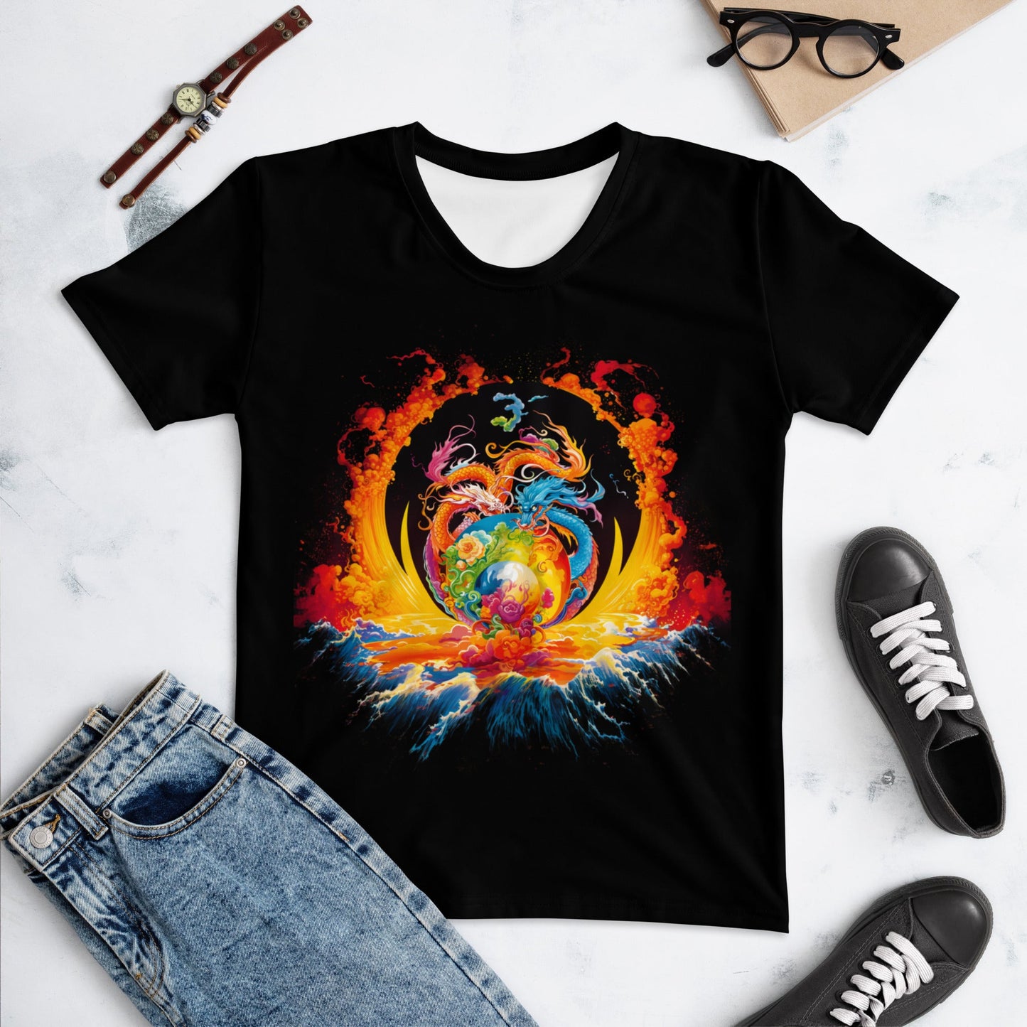 Eternal Harmony: Dual Dragon Women's T-Shirt - BBairt