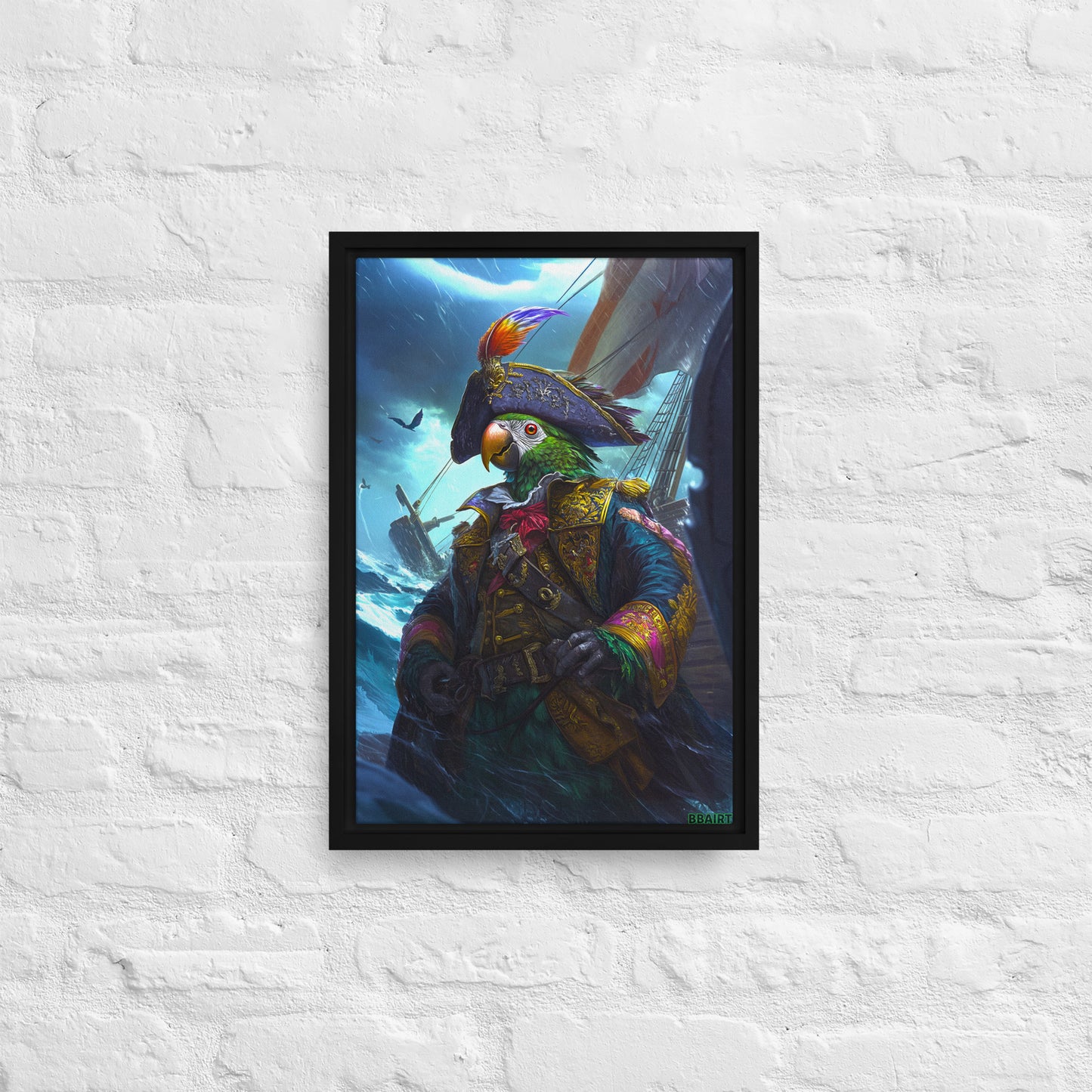 Captain Plume the Pirate Parrot - Framed Canvas Print