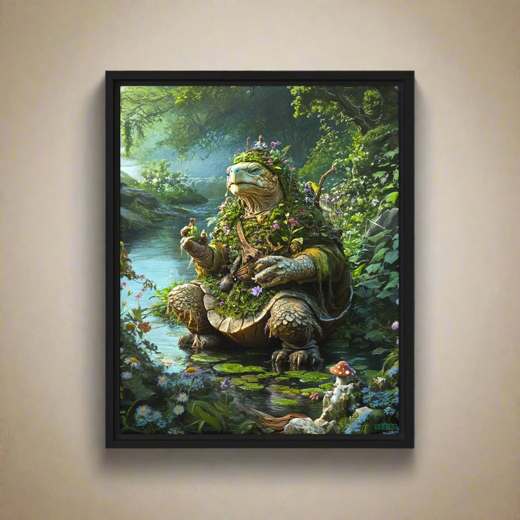 Wiseheart the Druid Turtle - Framed Canvas Print