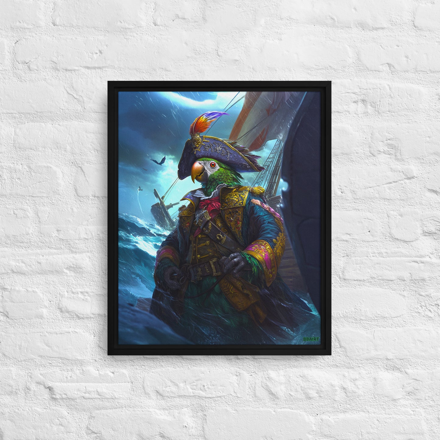 Captain Plume the Pirate Parrot - Framed Canvas Print