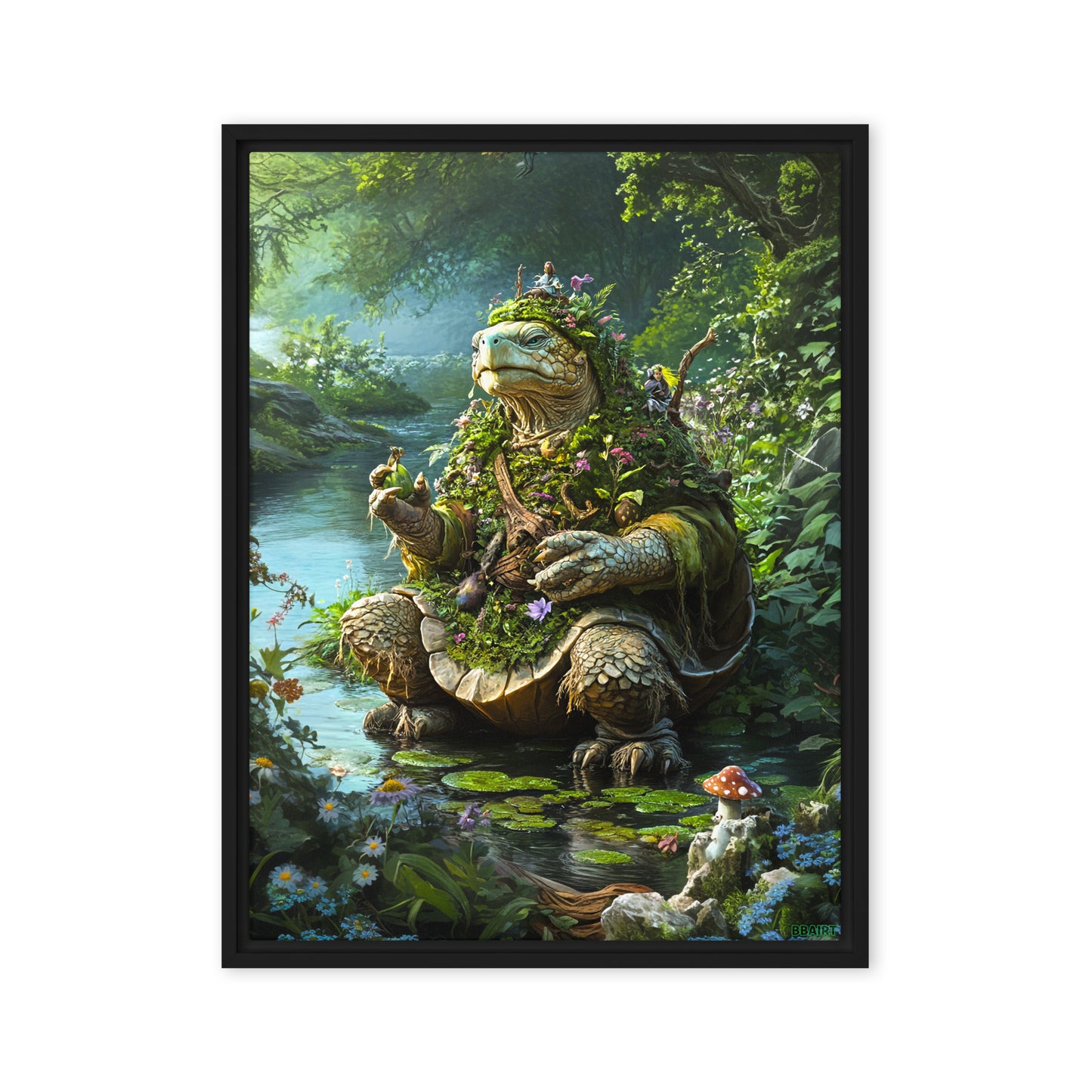 Wiseheart the Druid Turtle - Framed Canvas Print