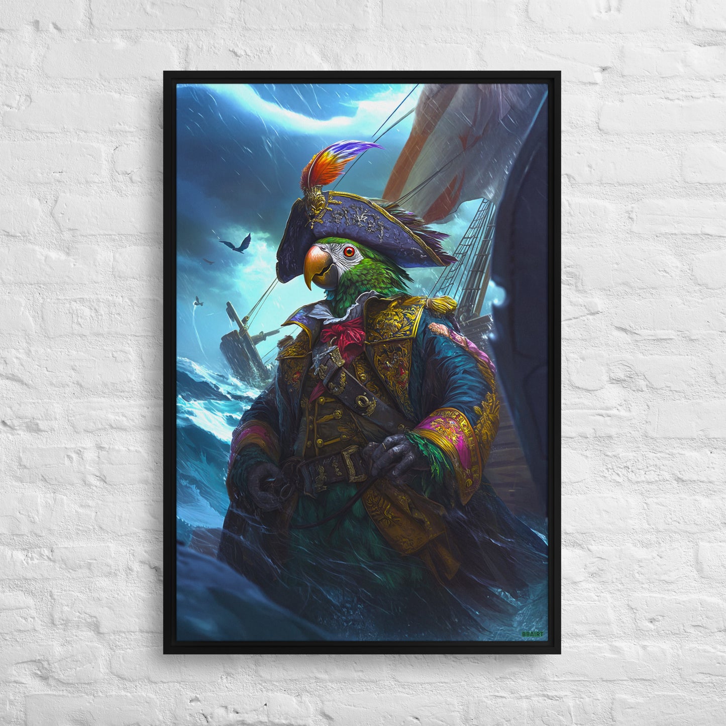 Captain Plume the Pirate Parrot - Framed Canvas Print