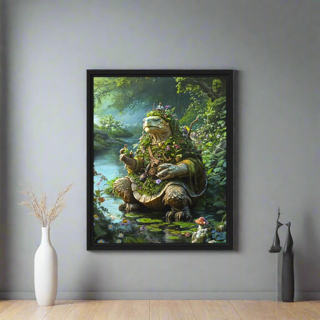 Wiseheart the Druid Turtle - Framed Canvas Print