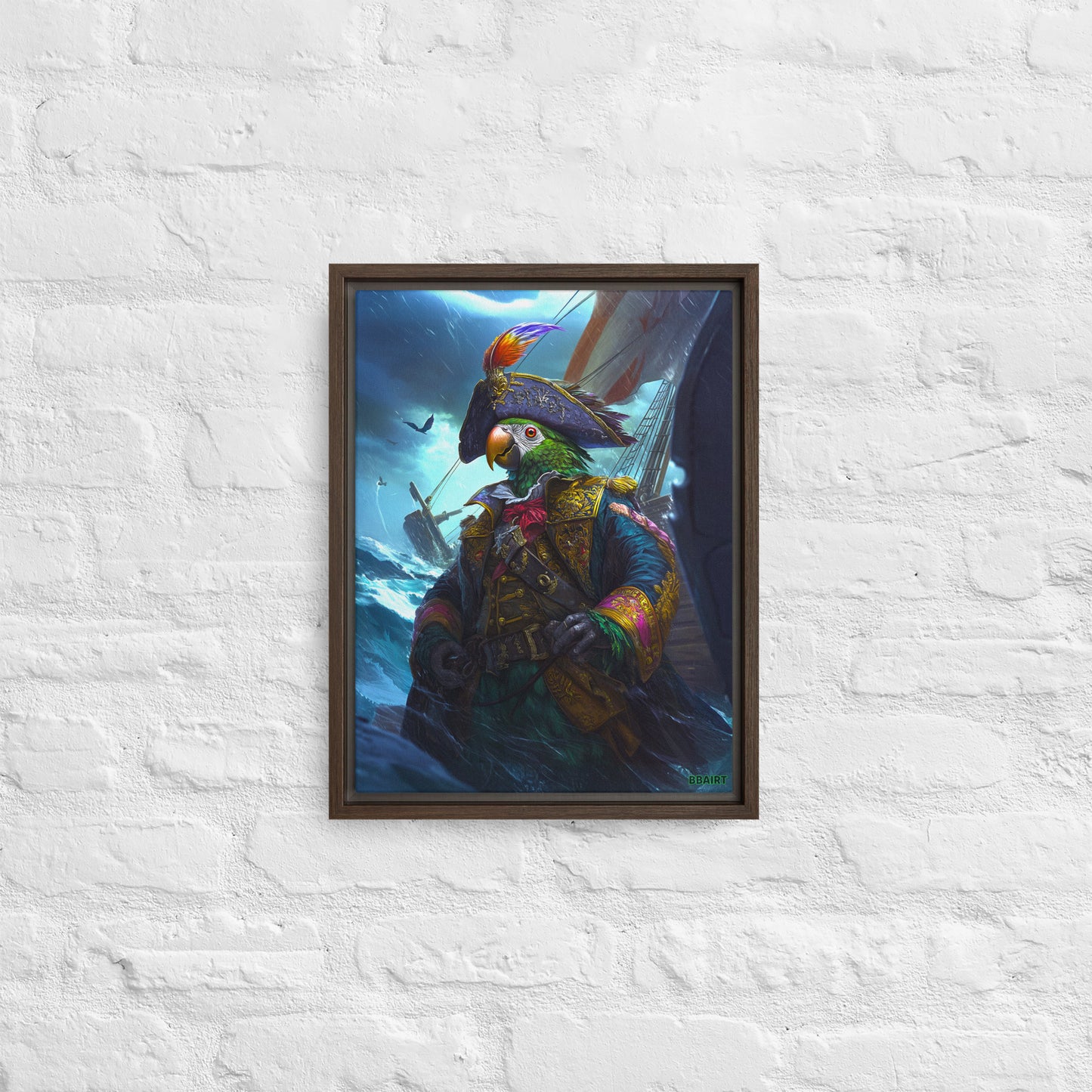 Captain Plume the Pirate Parrot - Framed Canvas Print