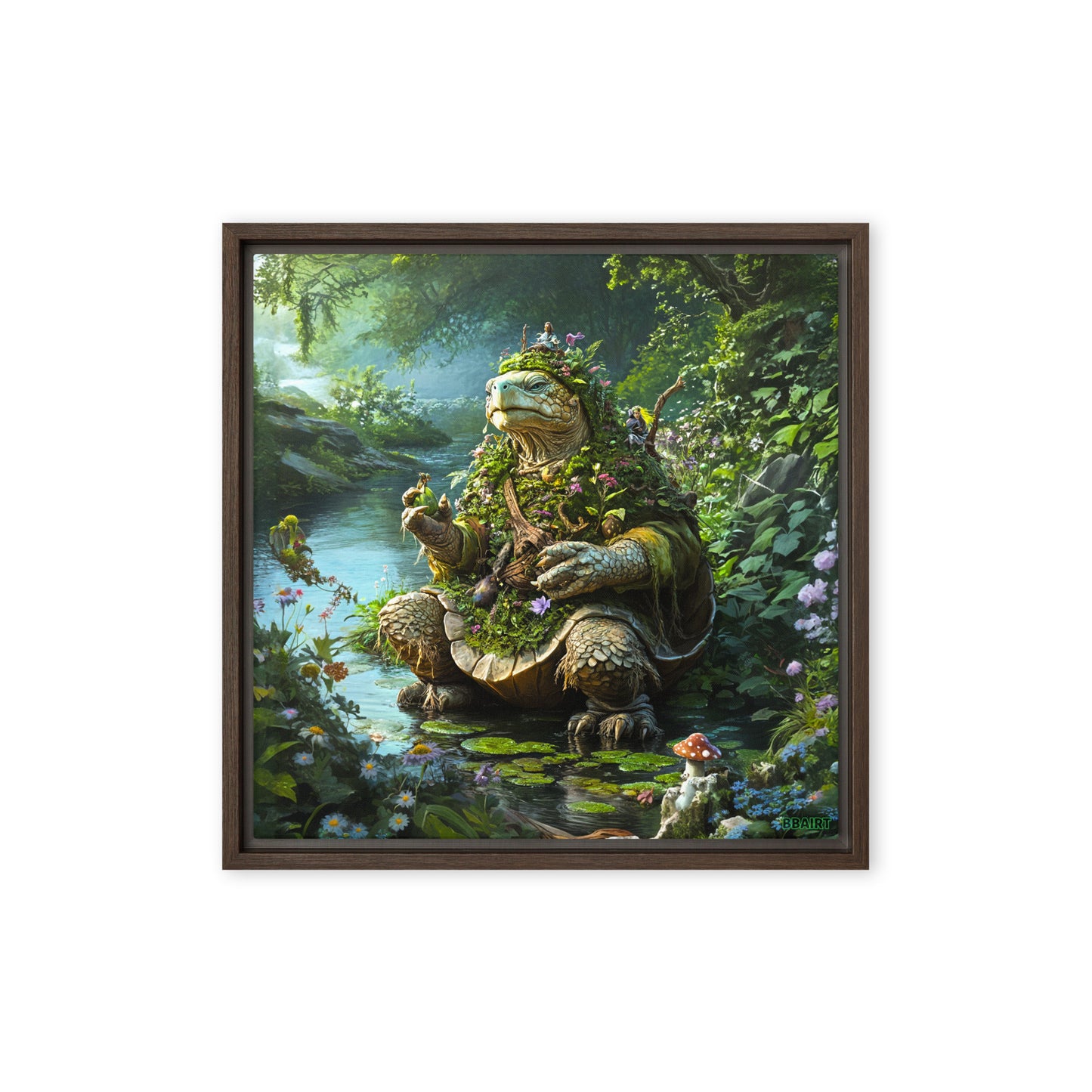 Wiseheart the Druid Turtle - Framed Canvas Print