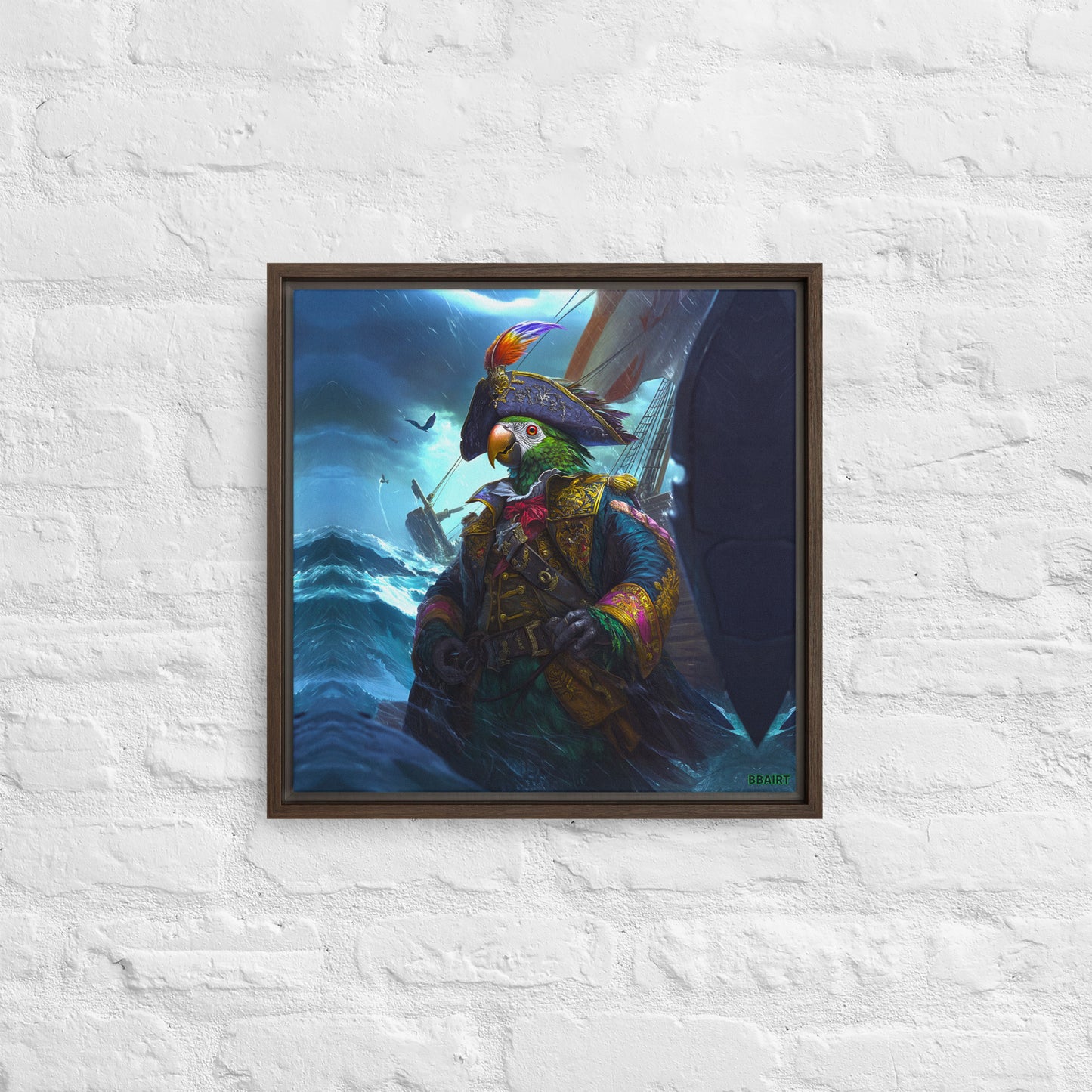 Captain Plume the Pirate Parrot - Framed Canvas Print