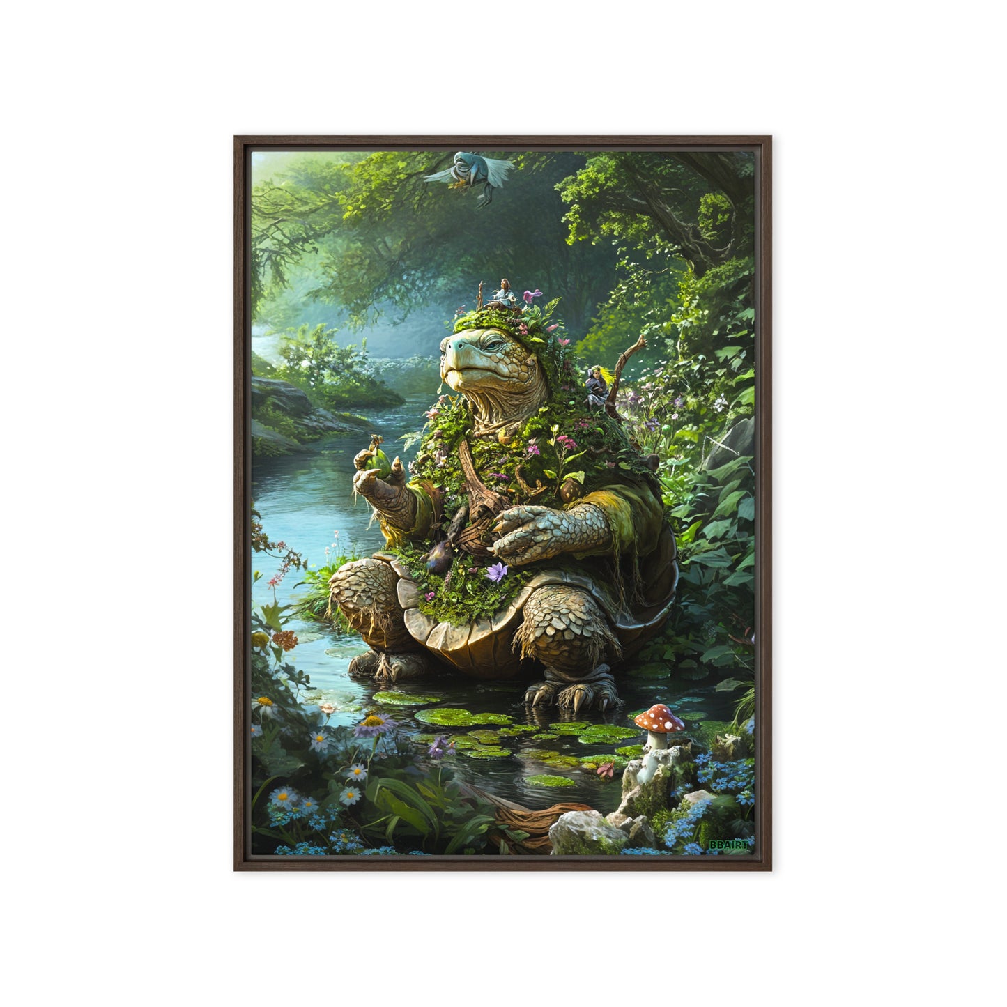 Wiseheart the Druid Turtle - Framed Canvas Print