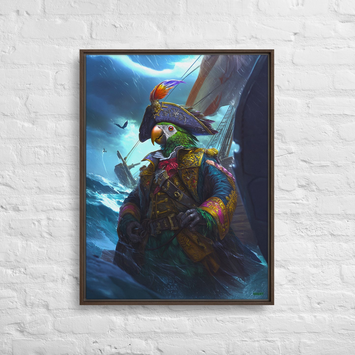 Captain Plume the Pirate Parrot - Framed Canvas Print