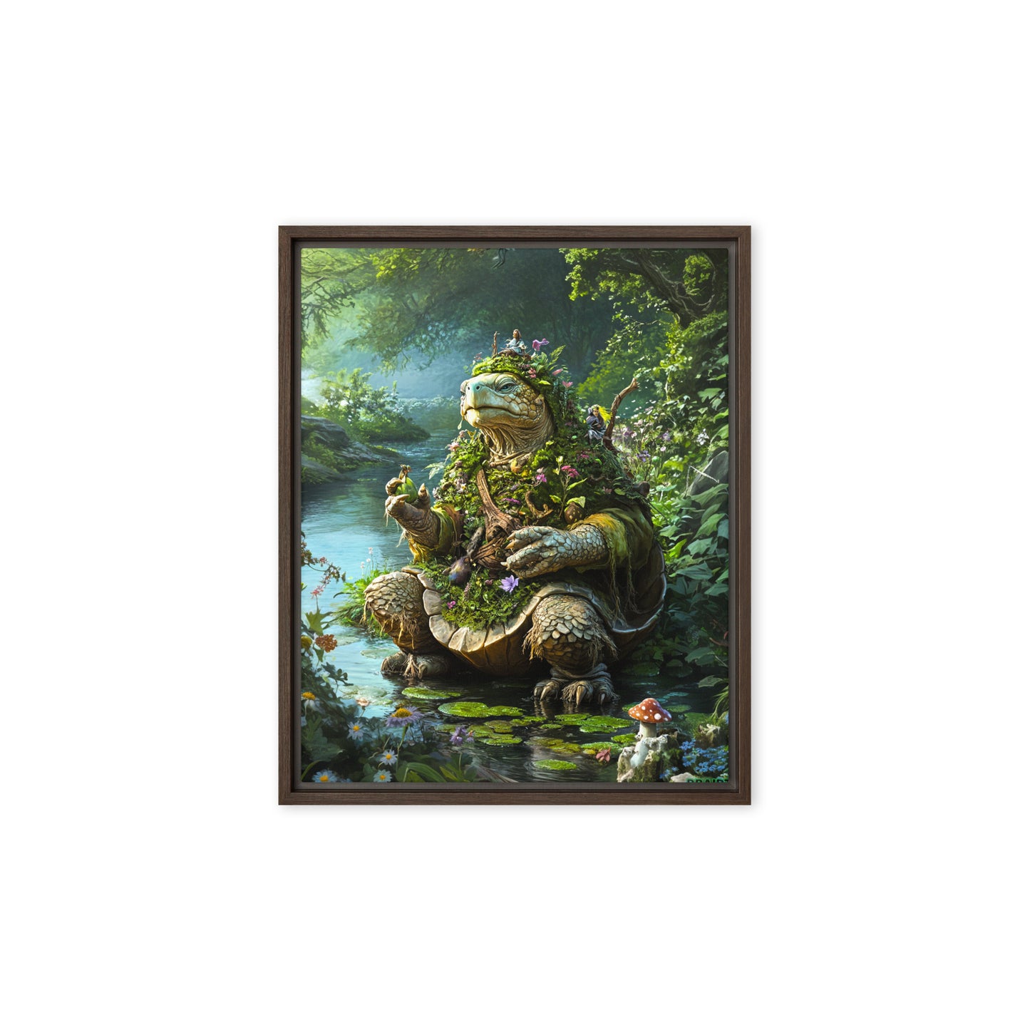 Wiseheart the Druid Turtle - Framed Canvas Print