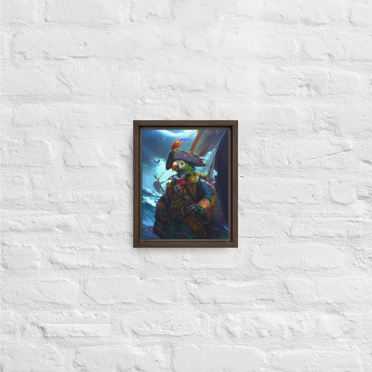 Captain Plume the Pirate Parrot - Framed Canvas Print