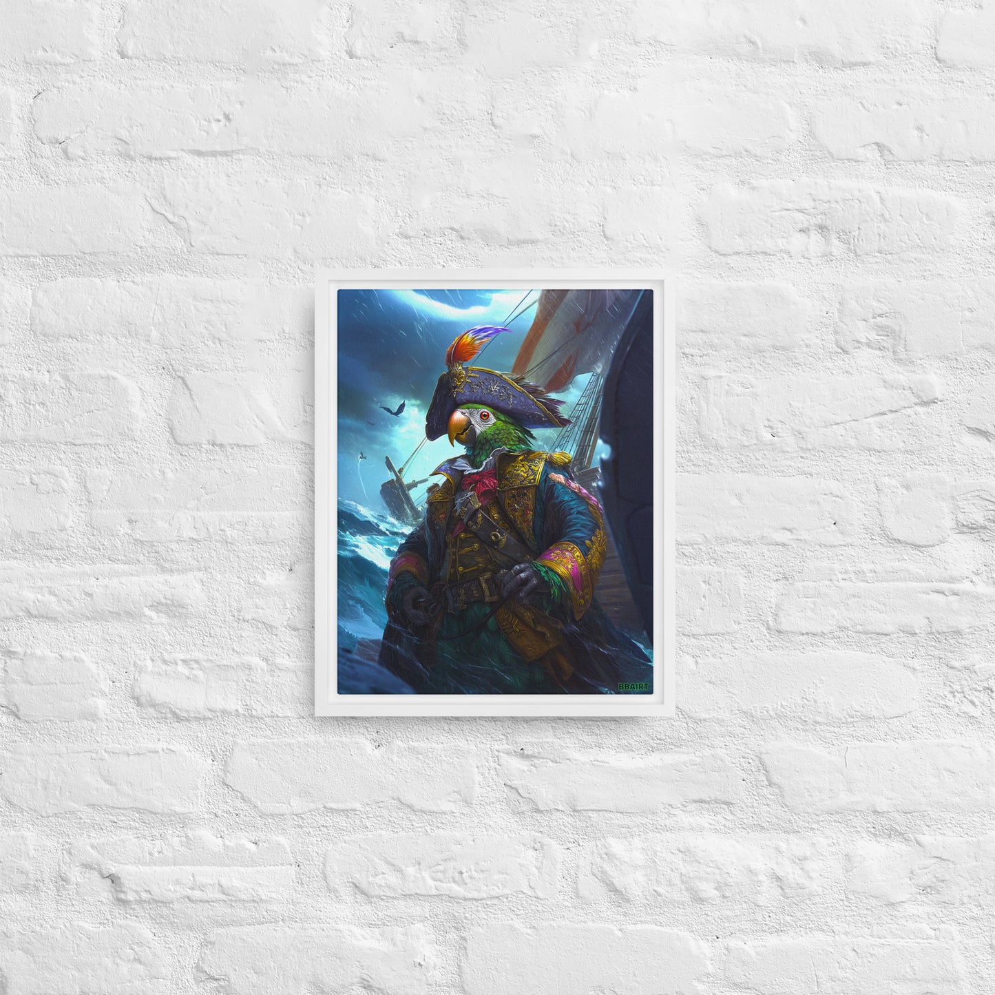 Captain Plume the Pirate Parrot - Framed Canvas Print