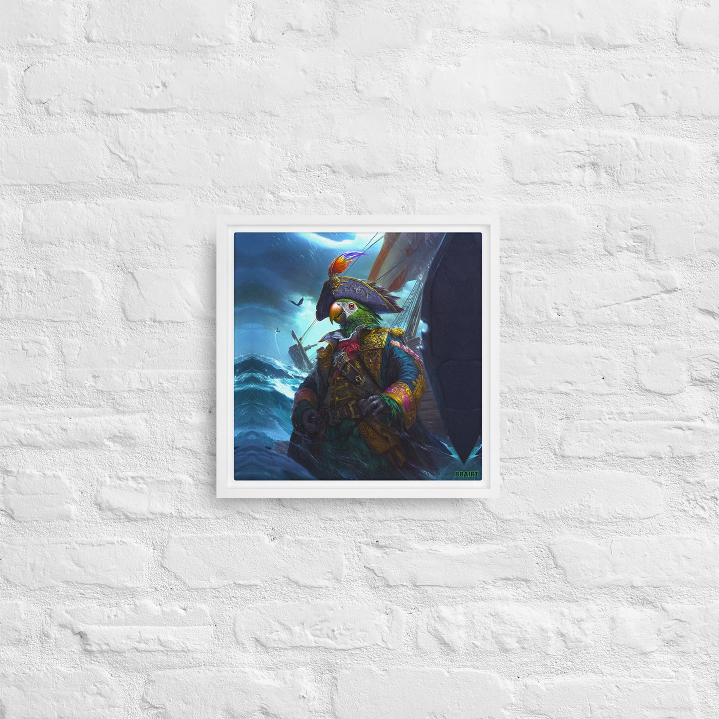 Captain Plume the Pirate Parrot - Framed Canvas Print