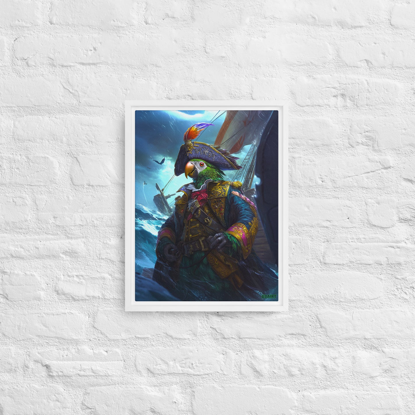 Captain Plume the Pirate Parrot - Framed Canvas Print