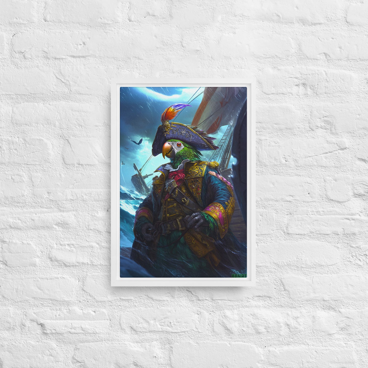 Captain Plume the Pirate Parrot - Framed Canvas Print