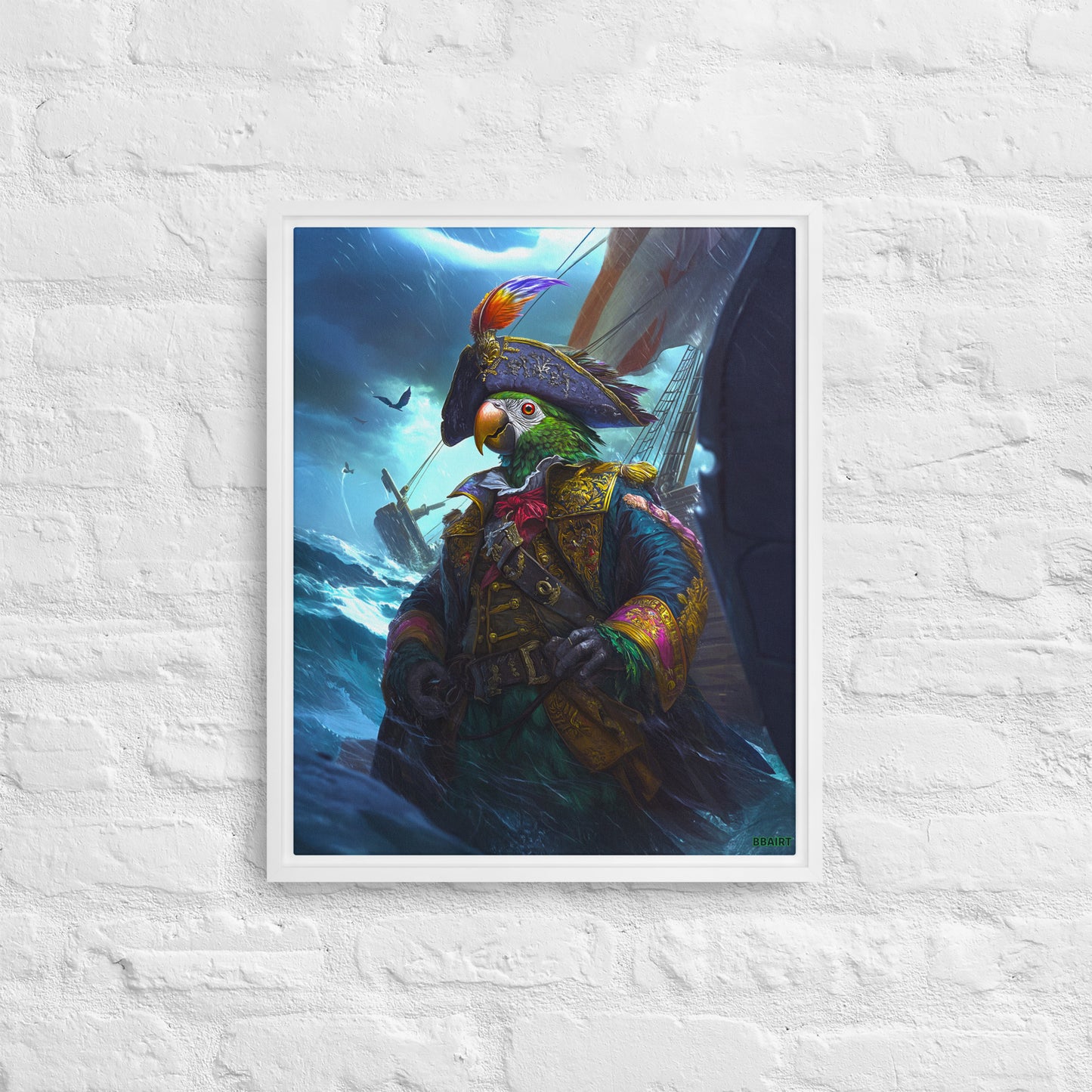 Captain Plume the Pirate Parrot - Framed Canvas Print