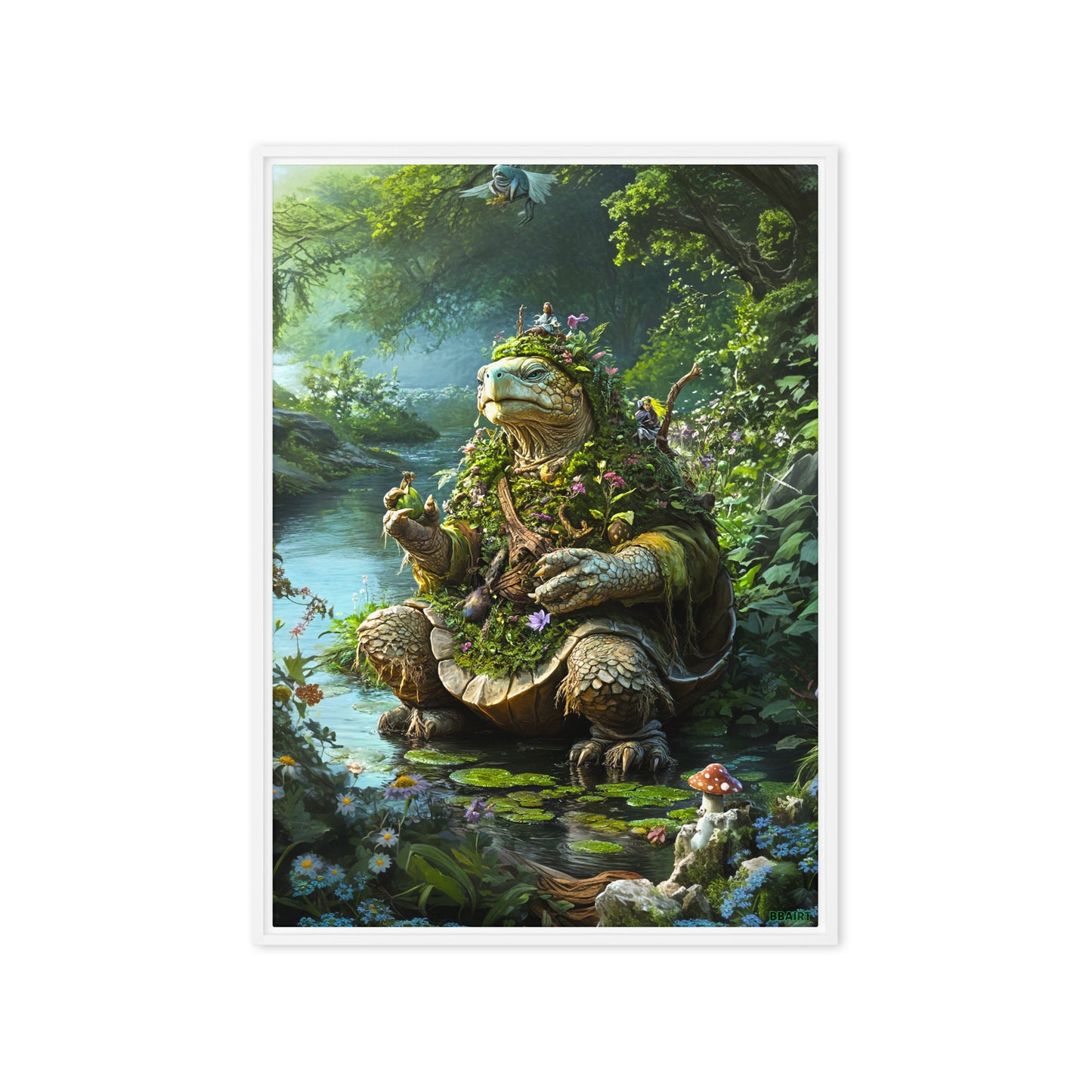 Wiseheart the Druid Turtle - Framed Canvas Print