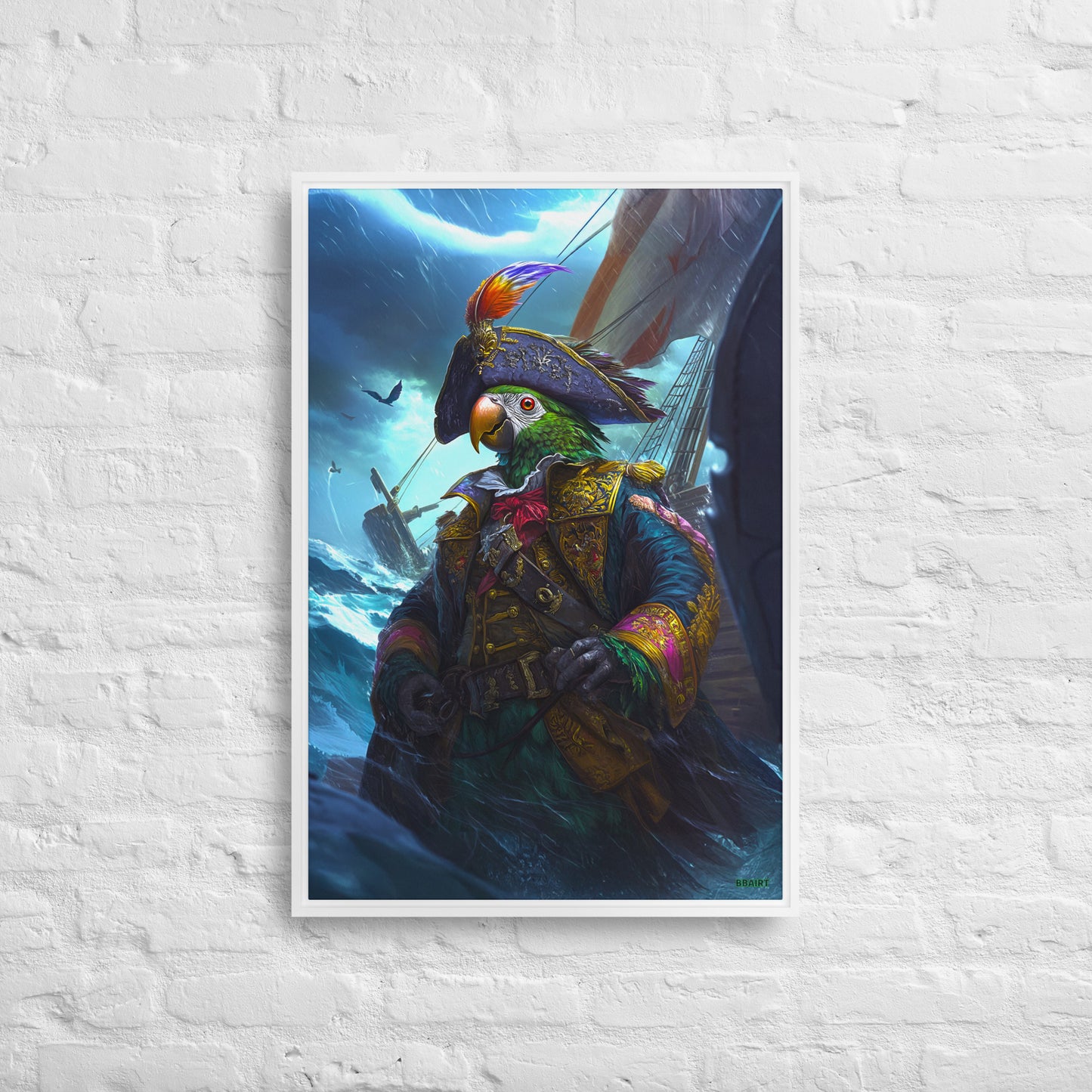 Captain Plume the Pirate Parrot - Framed Canvas Print