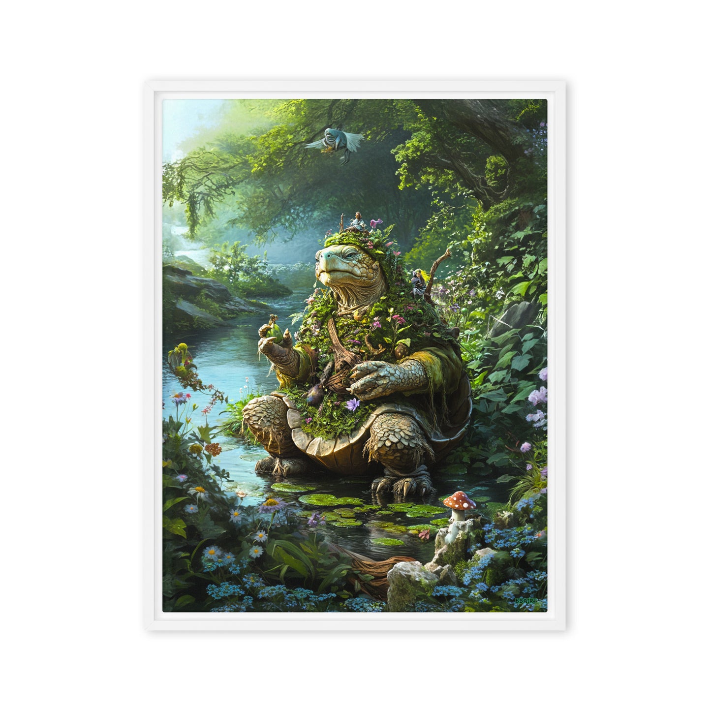 Wiseheart the Druid Turtle - Framed Canvas Print