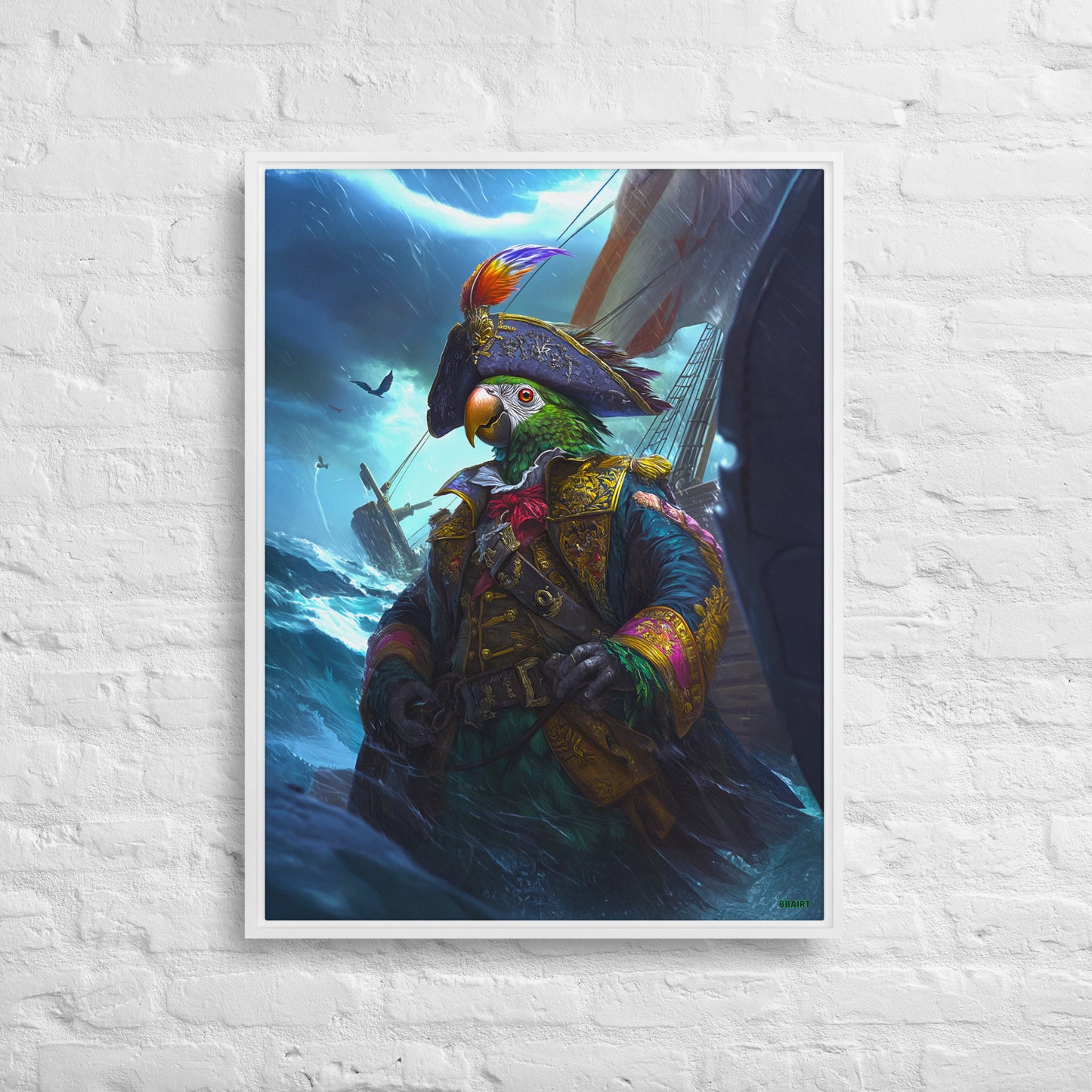 Captain Plume the Pirate Parrot - Framed Canvas Print