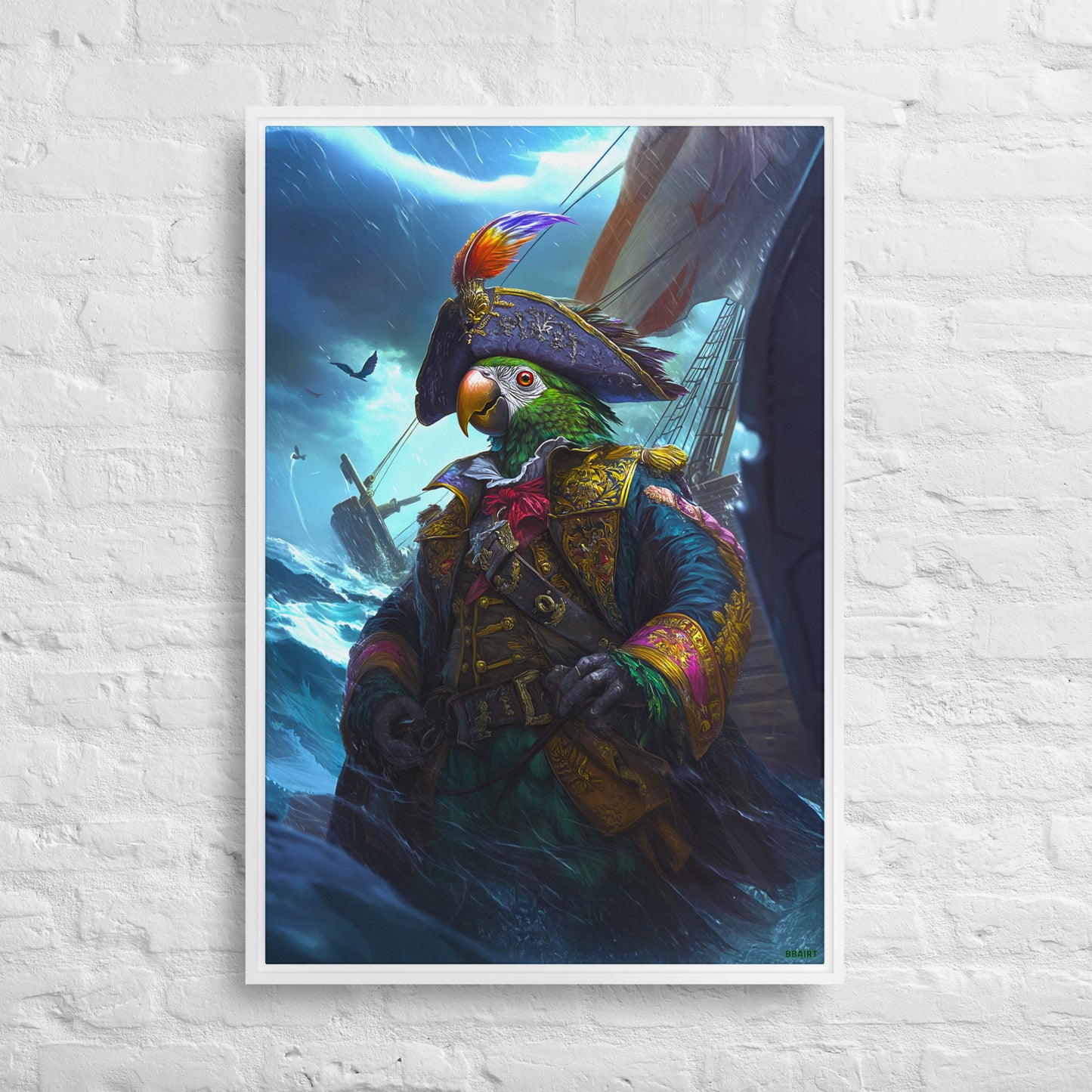 Captain Plume the Pirate Parrot - Framed Canvas Print