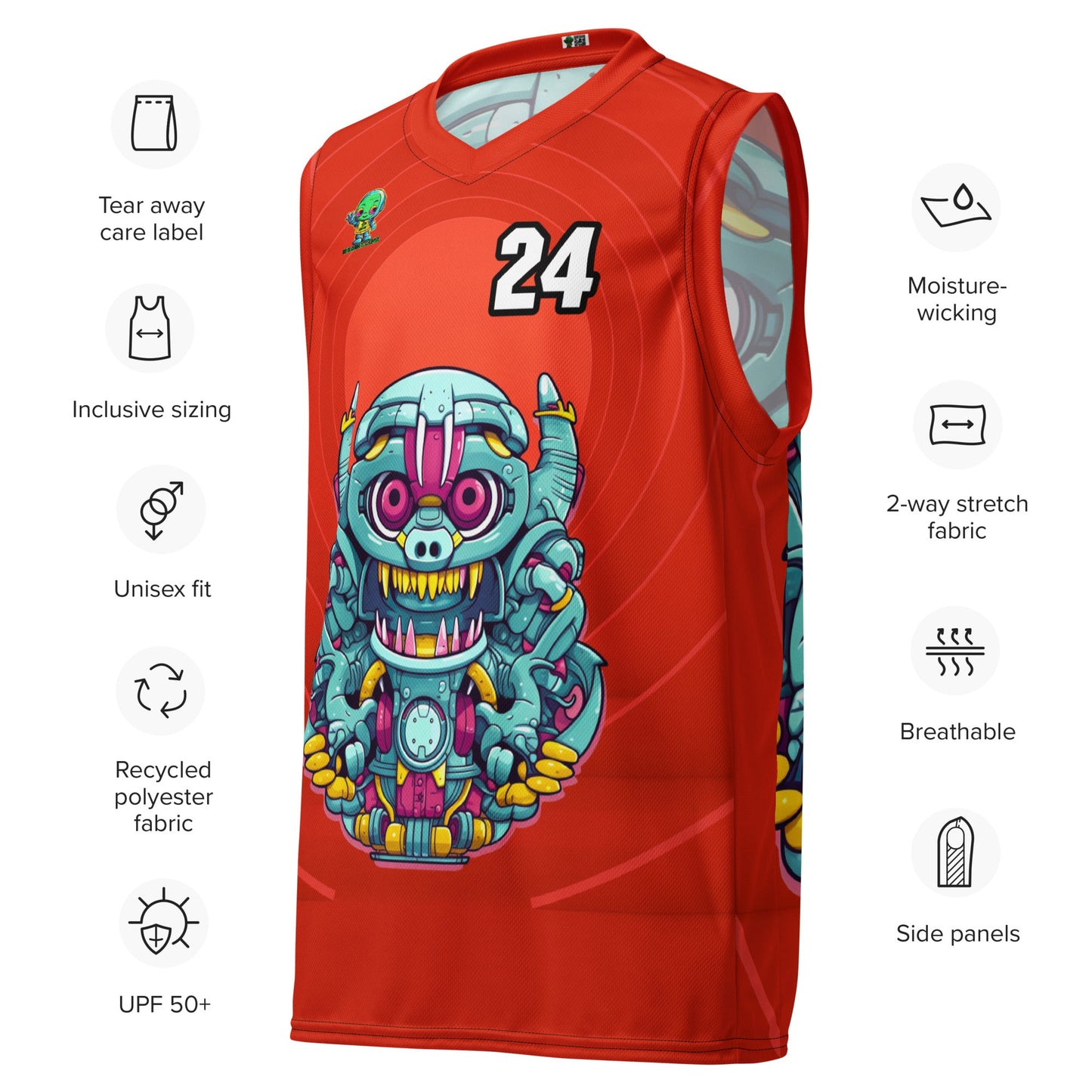 Gear Critter - Recycled unisex basketball jersey - Crimson Vortex Colorway - BBairt