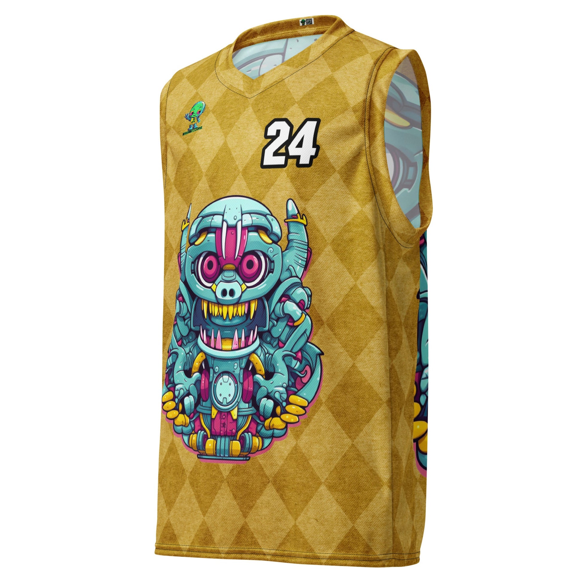 Gear Critter - Recycled unisex basketball jersey - Golden Argyle Colorway - BBairt