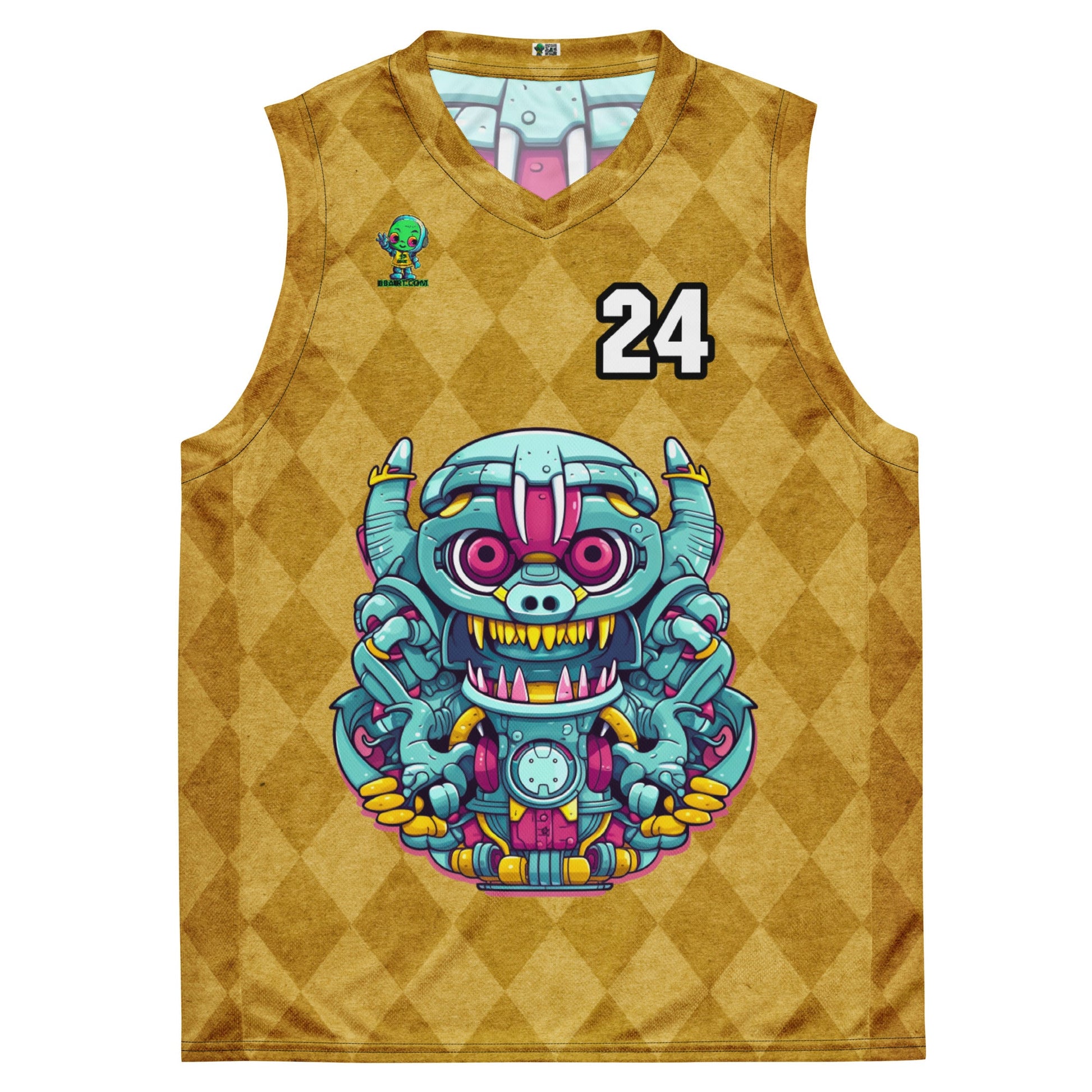Gear Critter - Recycled unisex basketball jersey - Golden Argyle Colorway - BBairt