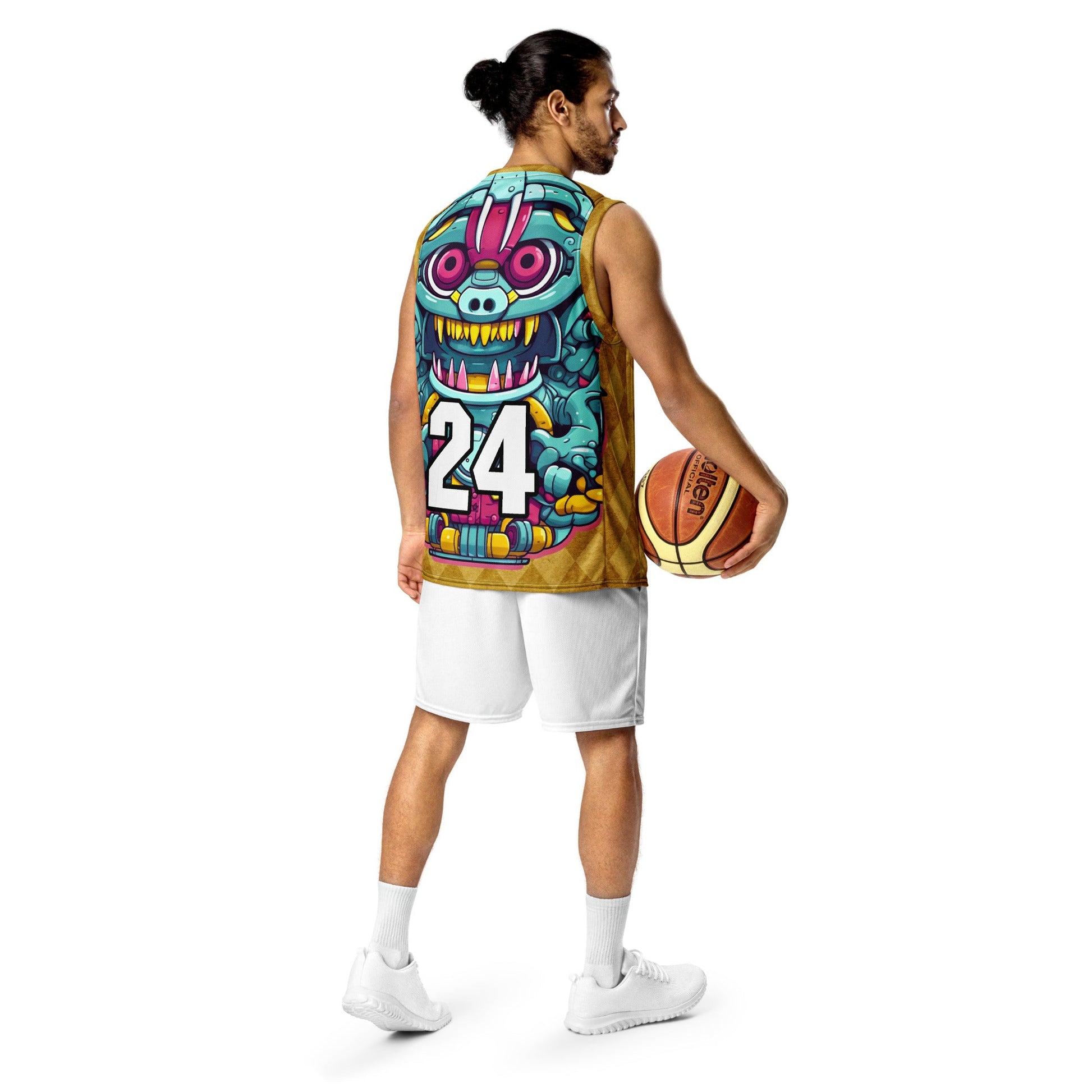Gear Critter - Recycled unisex basketball jersey - Golden Argyle Colorway - BBairt