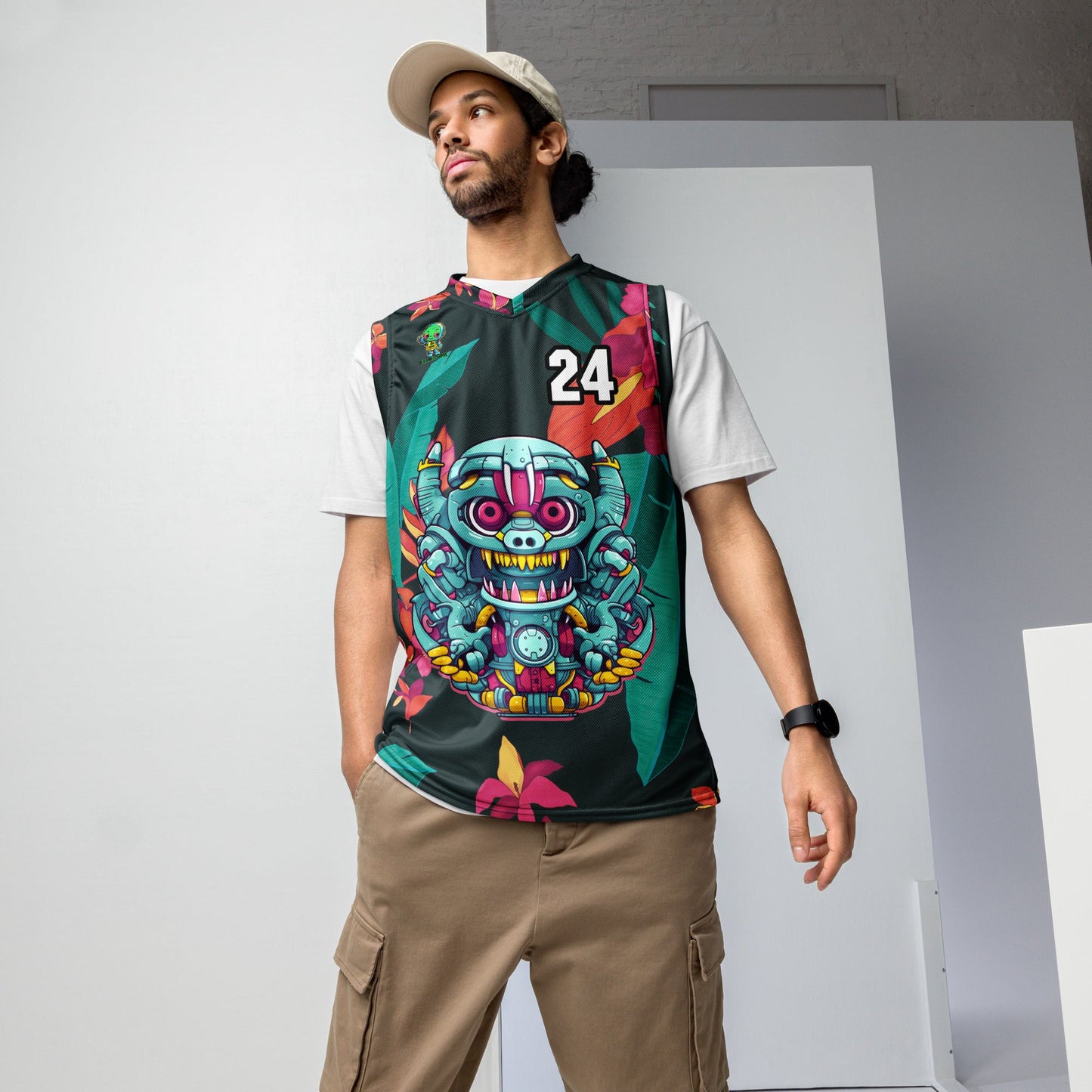 Gear Critter - Recycled unisex basketball jersey - Midnight Jungle Colorway - BBairt