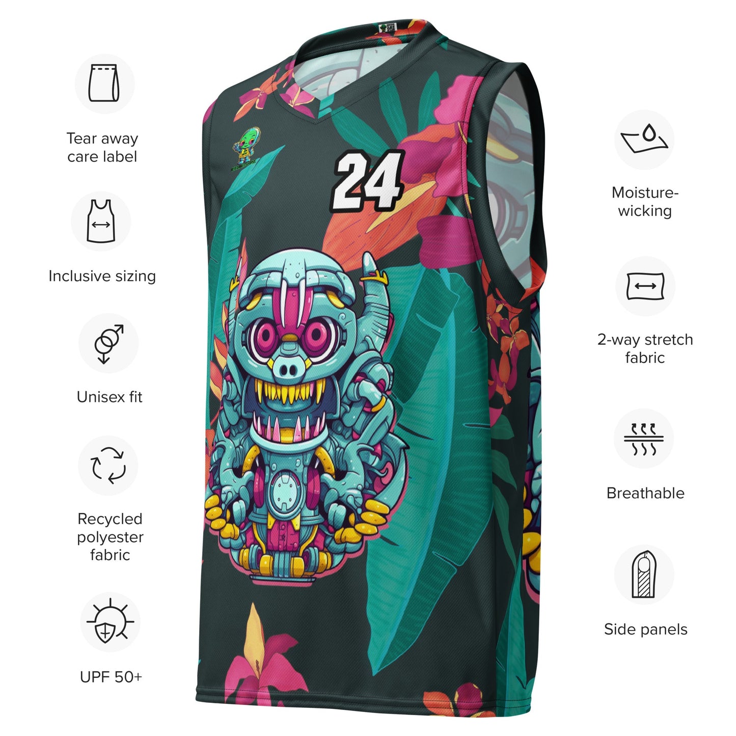 Gear Critter - Recycled unisex basketball jersey - Midnight Jungle Colorway - BBairt