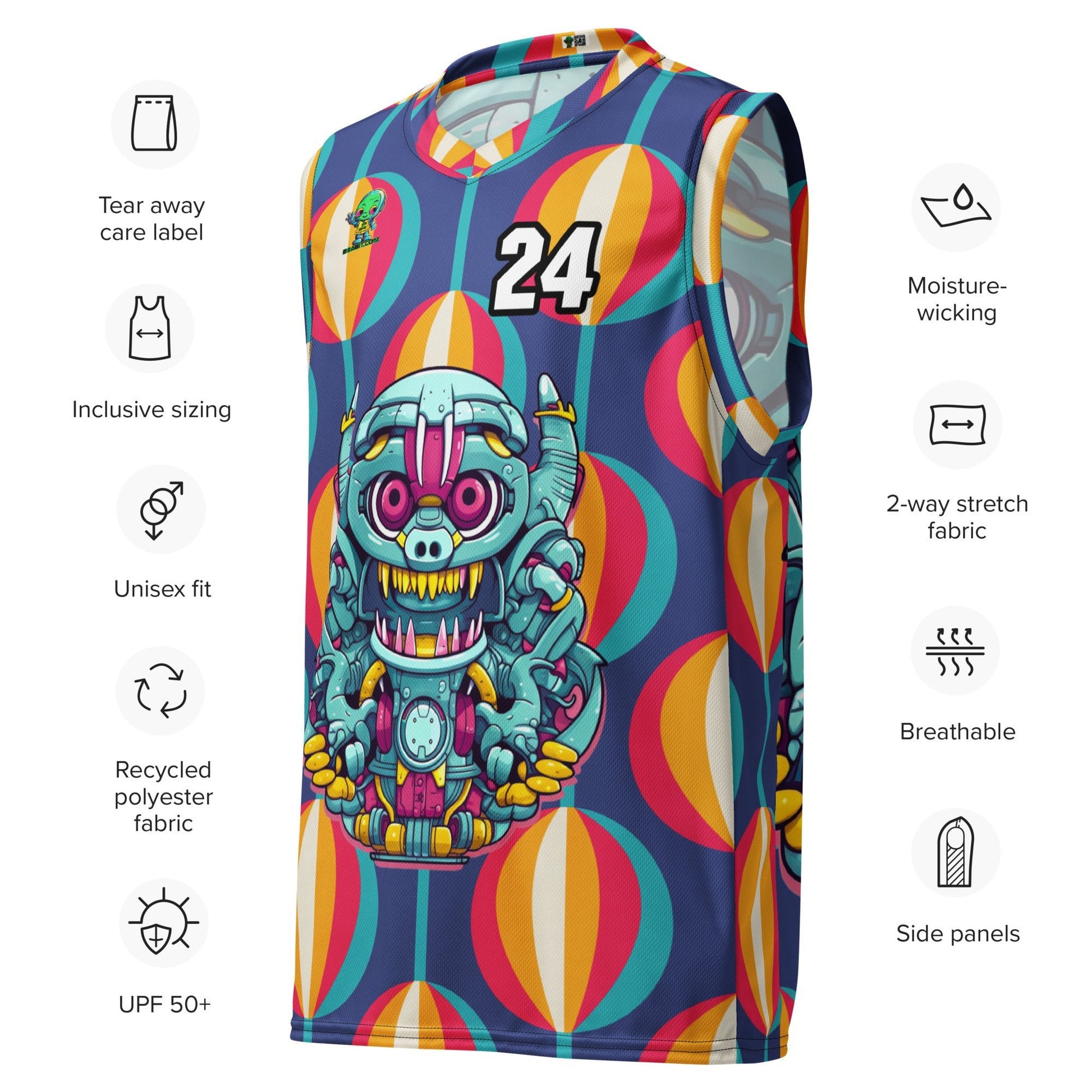 Gear Critter - Recycled unisex basketball jersey - Retro Carnival Colorway - BBairt
