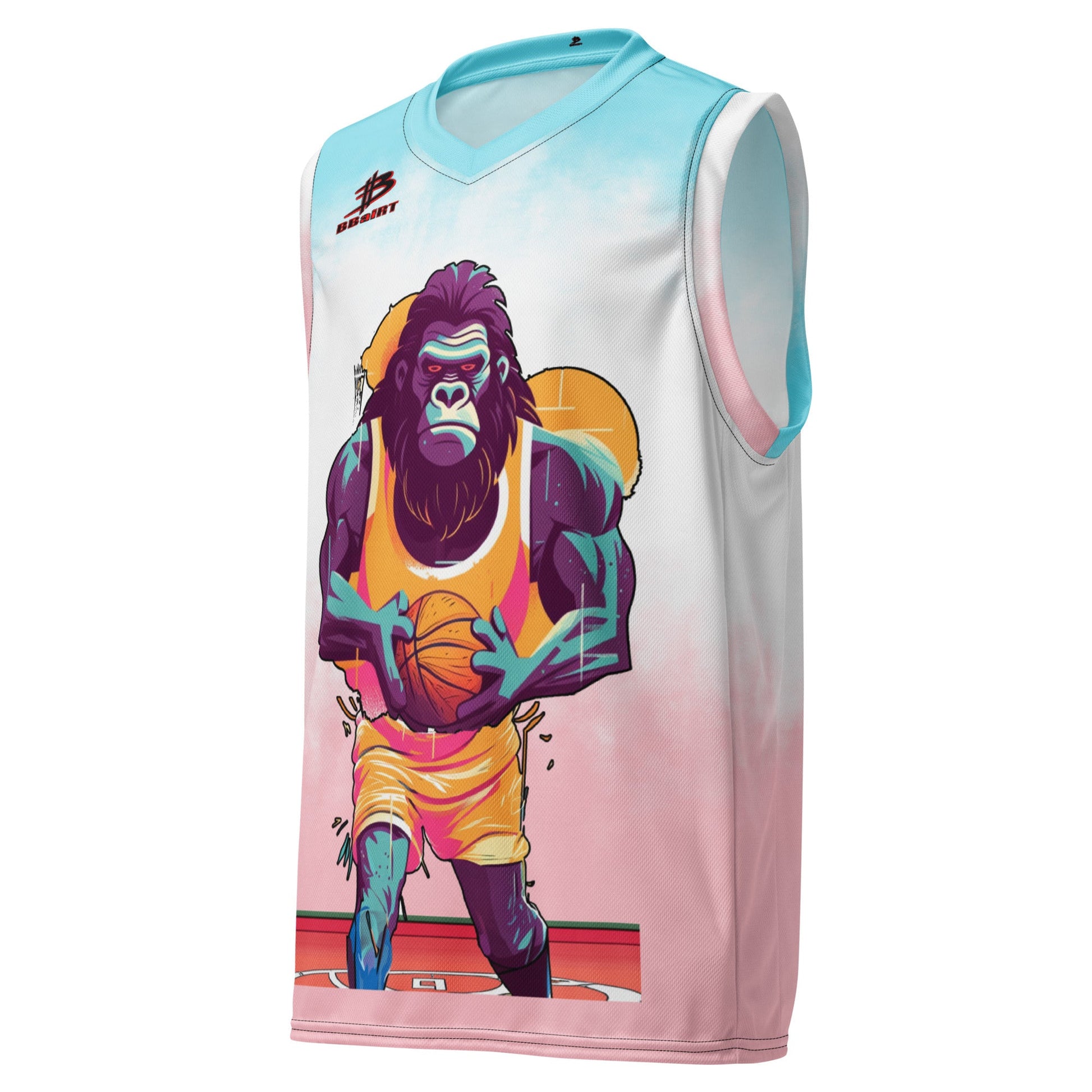 Hoops Hominid - Recycled unisex basketball jersey - Neopolitan - BBairt