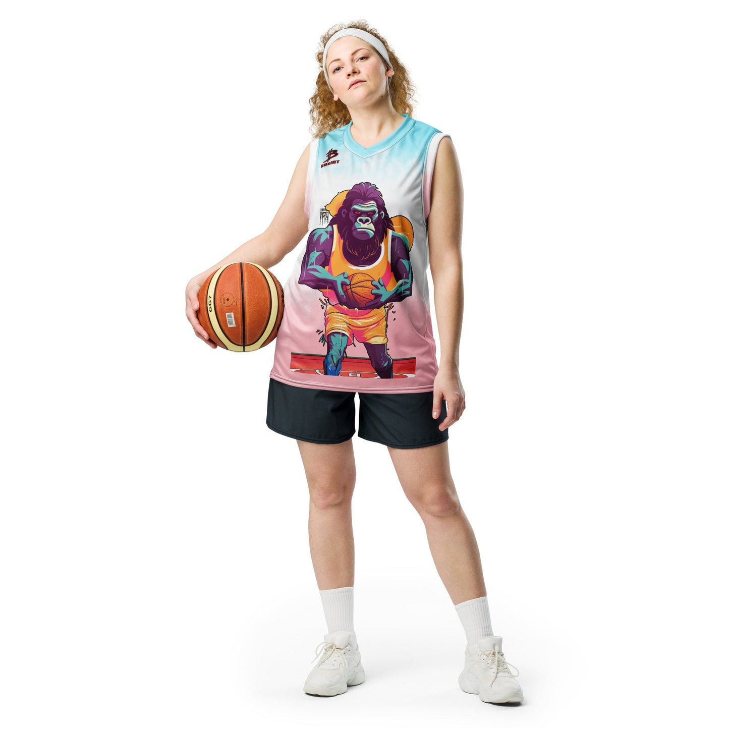 Hoops Hominid - Recycled unisex basketball jersey - Neopolitan - BBairt