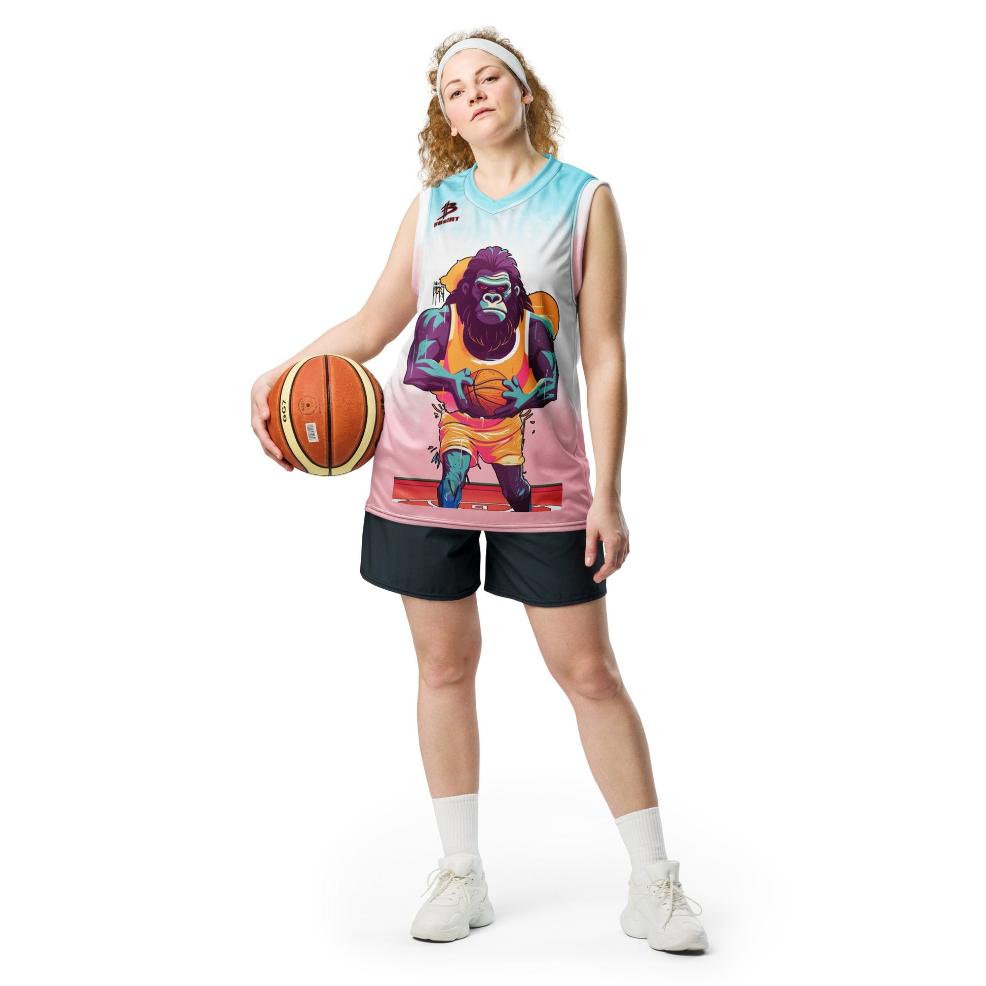 Hoops Hominid - Recycled unisex basketball jersey - Neopolitan - BBairt