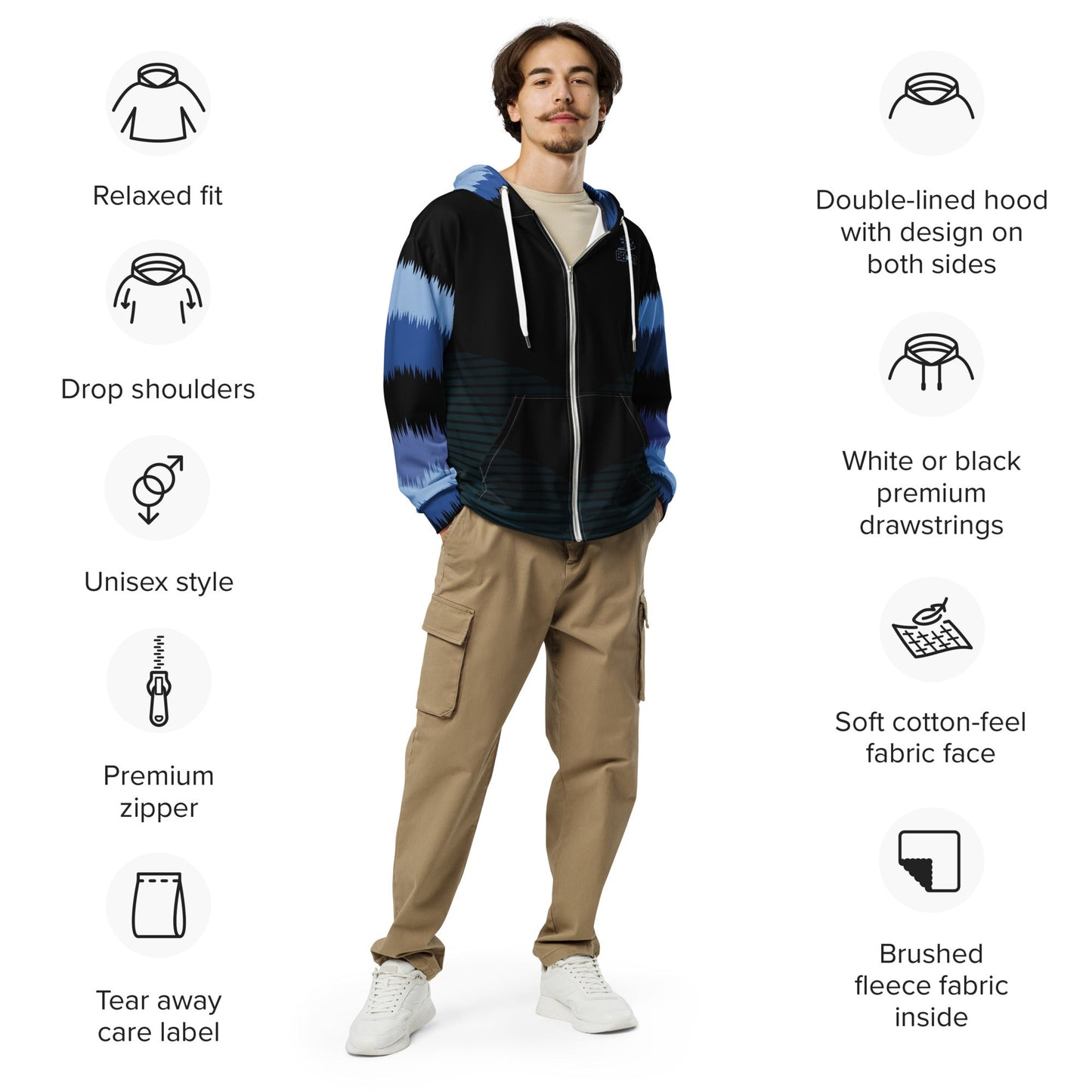 Kai the Cyber Ronin - Unisex All - Over Print Zip Hoodie - BBairt