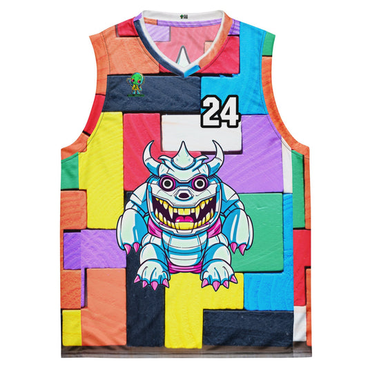 Kind Claw - Recycled unisex basketball jersey - Block Fusion Colorway - BBairt