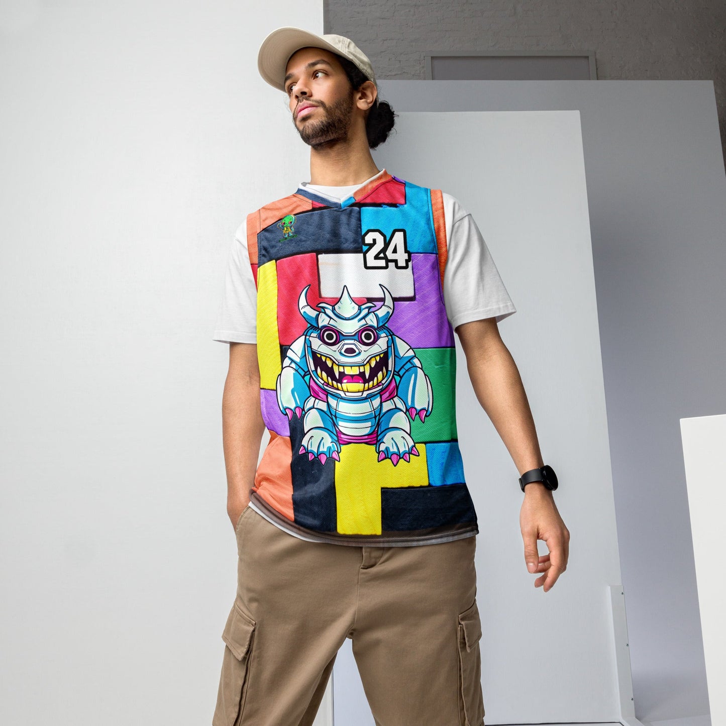 Kind Claw - Recycled unisex basketball jersey - Block Fusion Colorway - BBairt