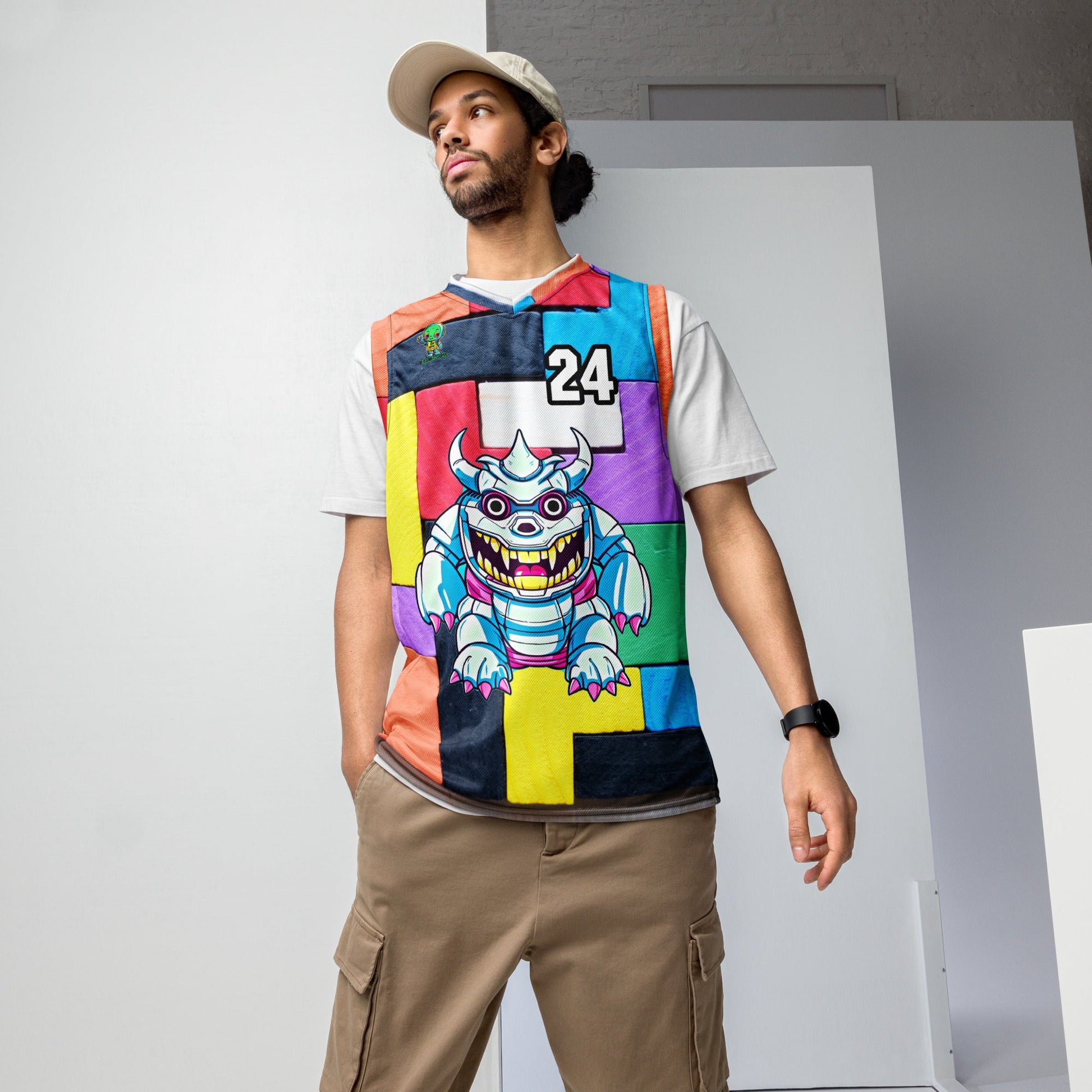 Kind Claw - Recycled unisex basketball jersey - Block Fusion Colorway - BBairt