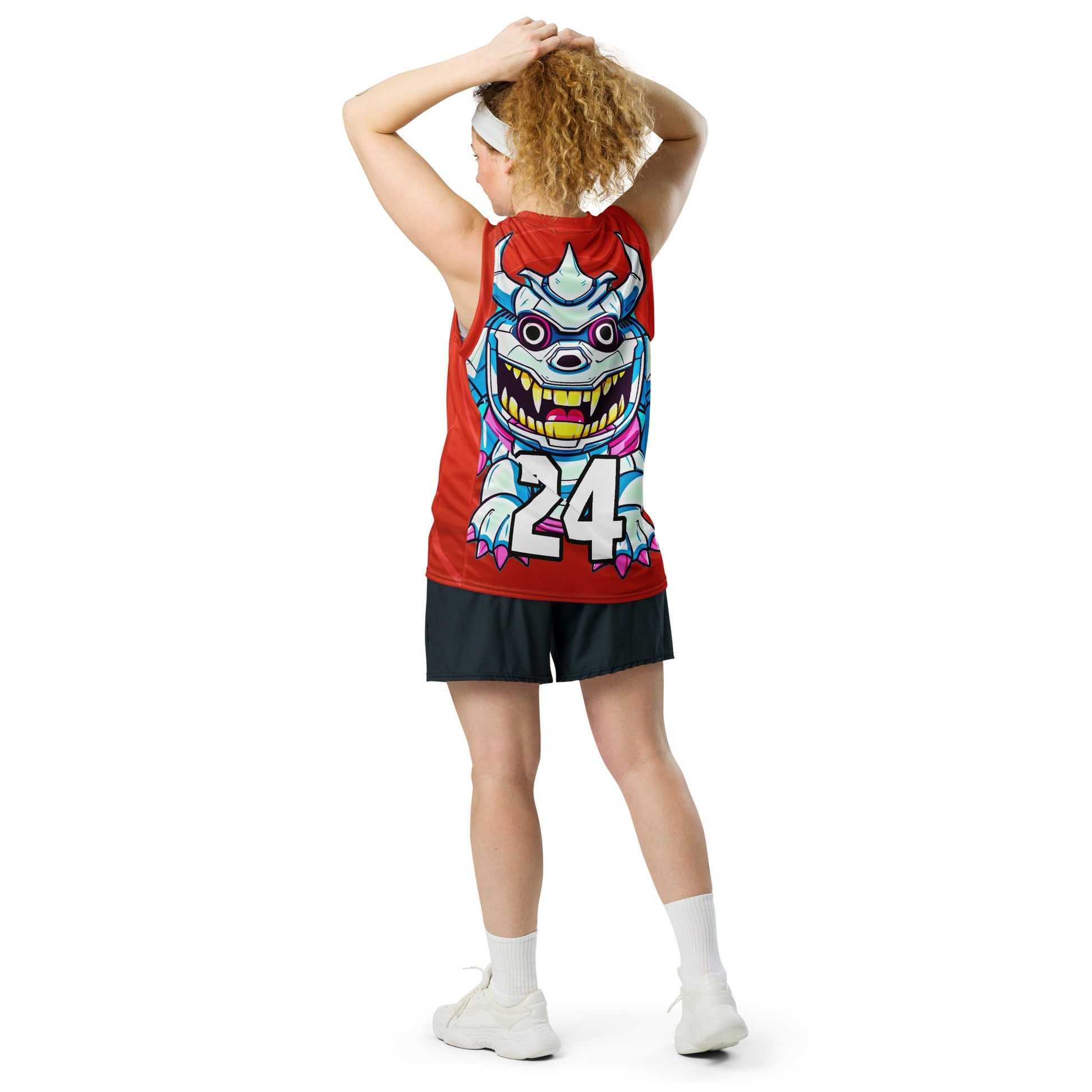 Kind Claw - Recycled unisex basketball jersey - Crimson Vortex Colorway - BBairt