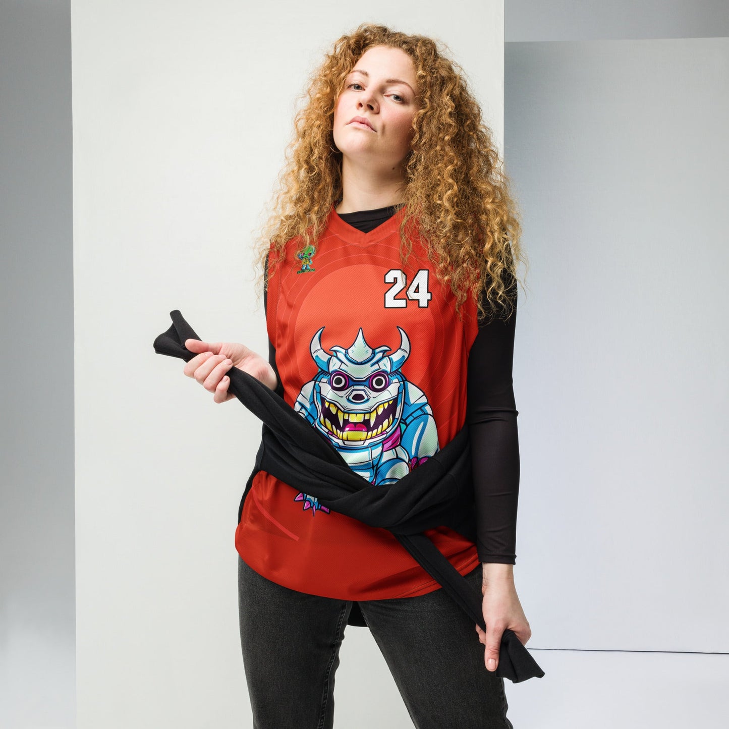 Kind Claw - Recycled unisex basketball jersey - Crimson Vortex Colorway - BBairt