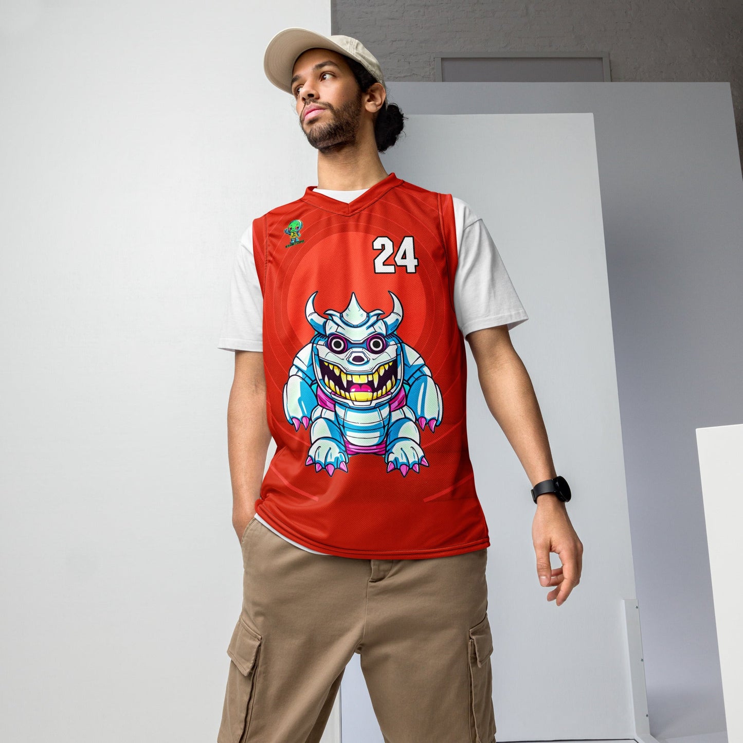 Kind Claw - Recycled unisex basketball jersey - Crimson Vortex Colorway - BBairt