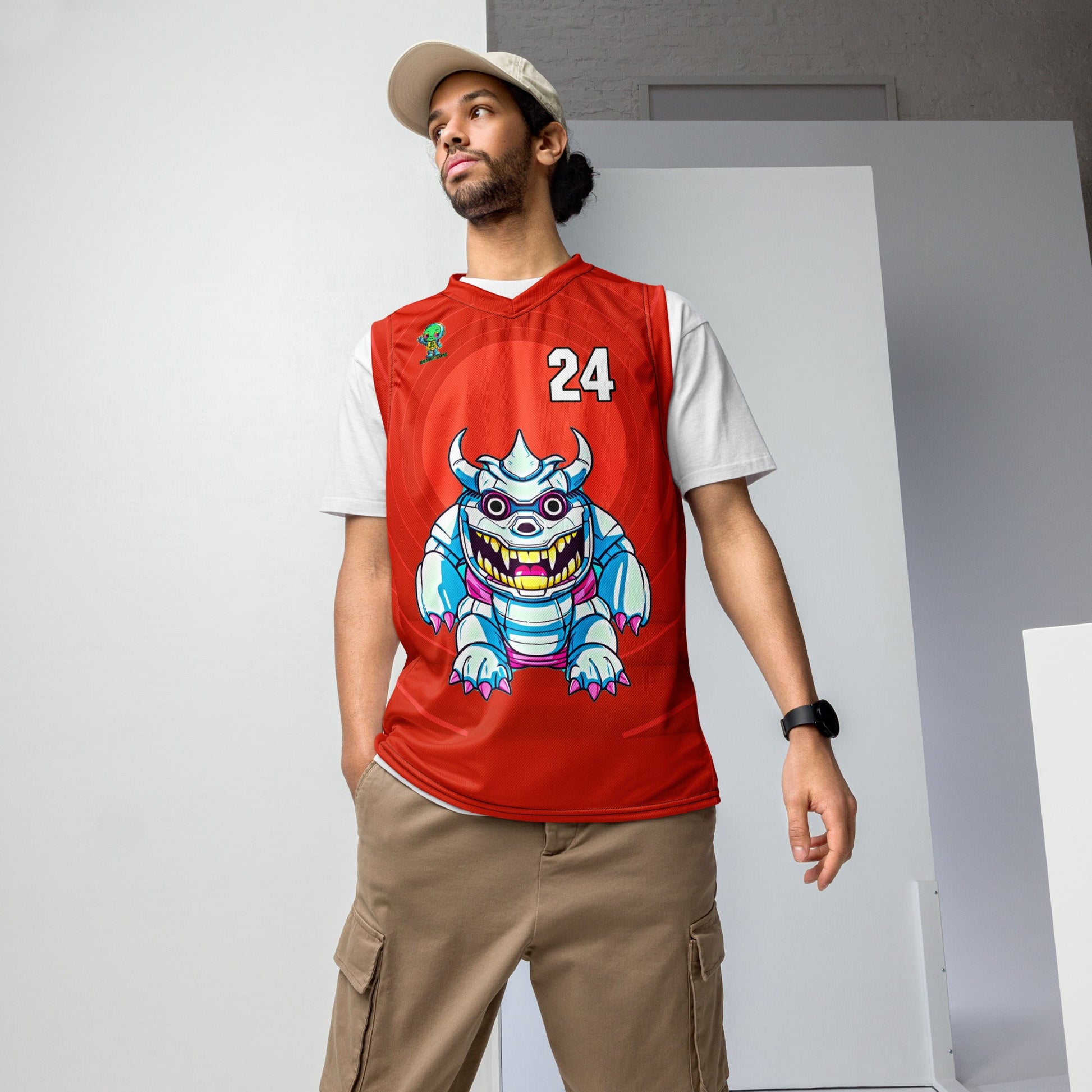 Kind Claw - Recycled unisex basketball jersey - Crimson Vortex Colorway - BBairt