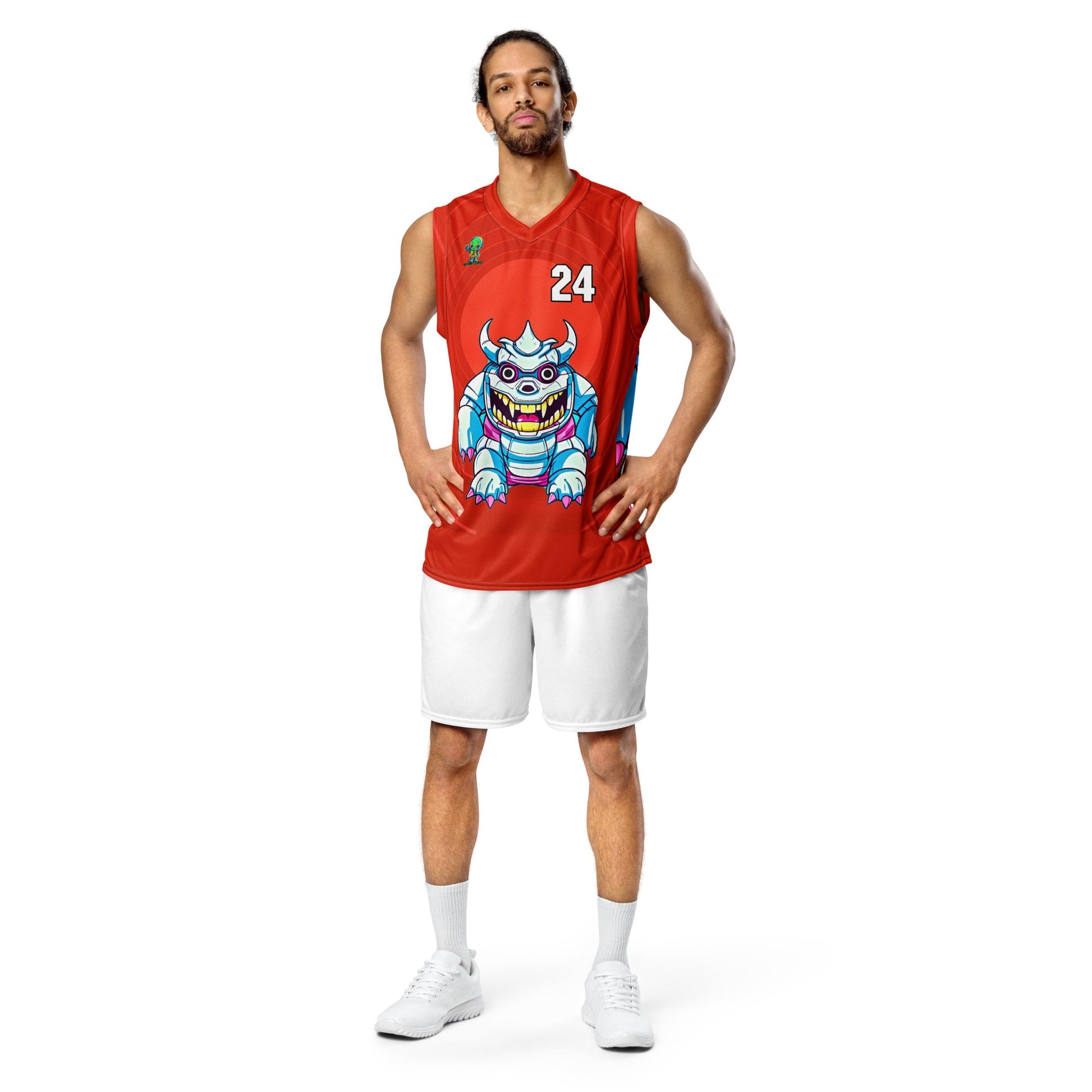 Kind Claw - Recycled unisex basketball jersey - Crimson Vortex Colorway - BBairt