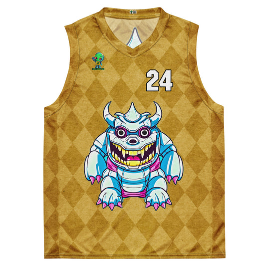 Kind Claw - Recycled unisex basketball jersey - Golden Argyle Colorway - BBairt